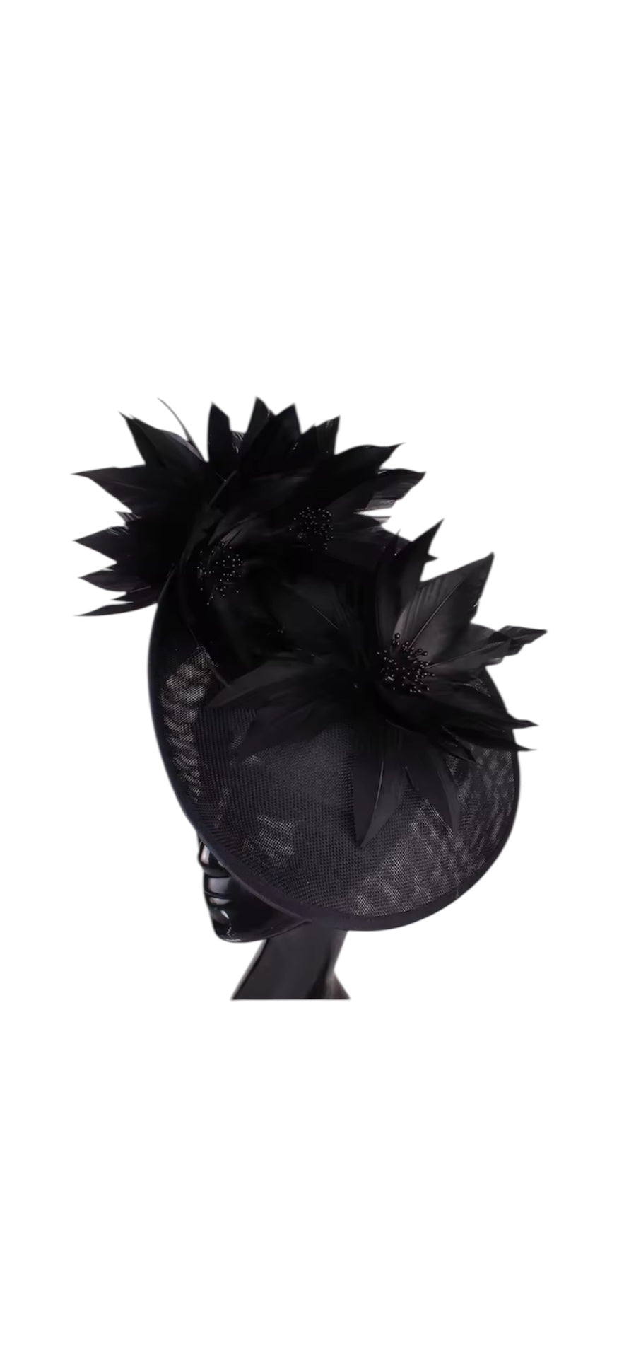 Large Feather Flower Spacer Fascinator Black
