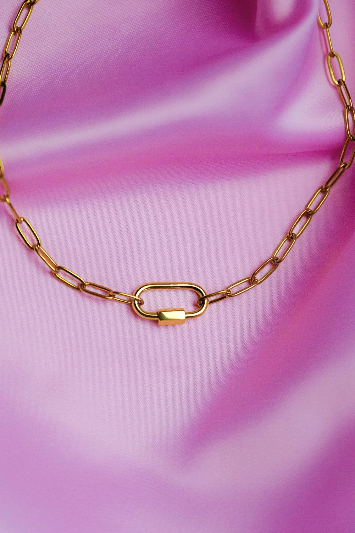 Gold carabiner necklace