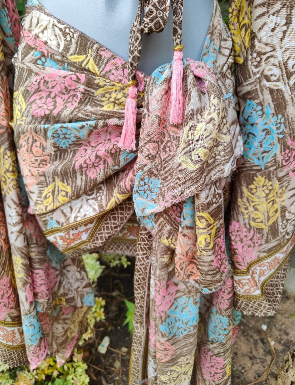 Pefkos co ord set top and sarong scarf - pastels