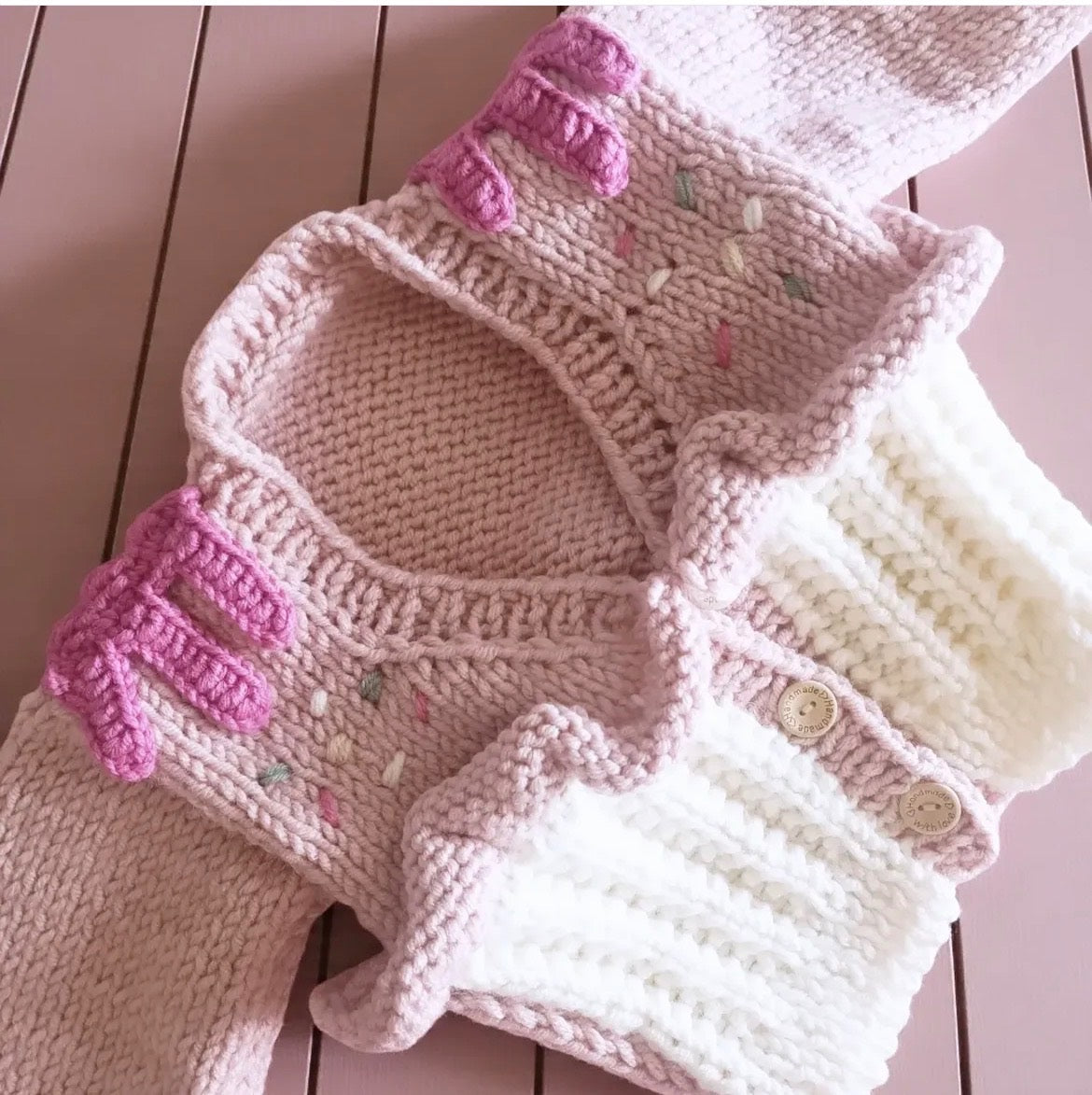 0/3m Pink Cupcake Cardigan