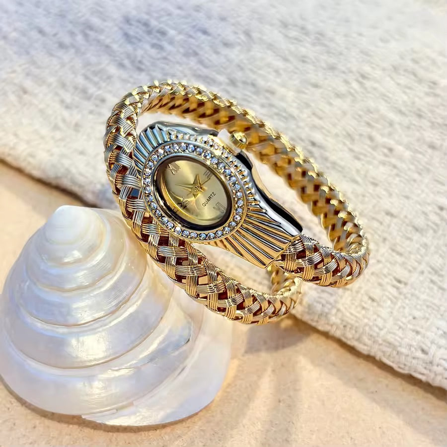 Woven Gold Snake Watch Stainless Steel