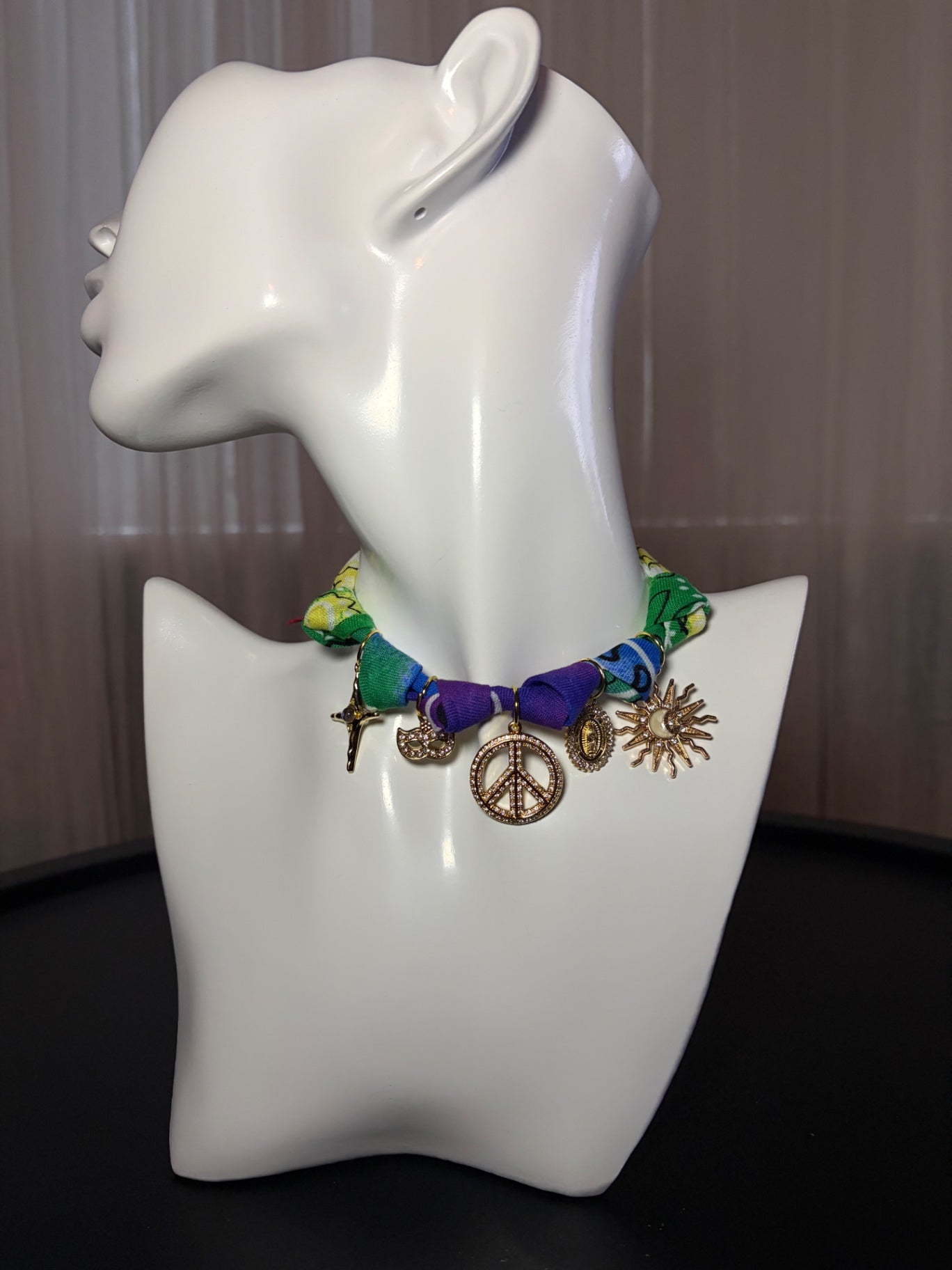 Rainbow bandana charm necklace