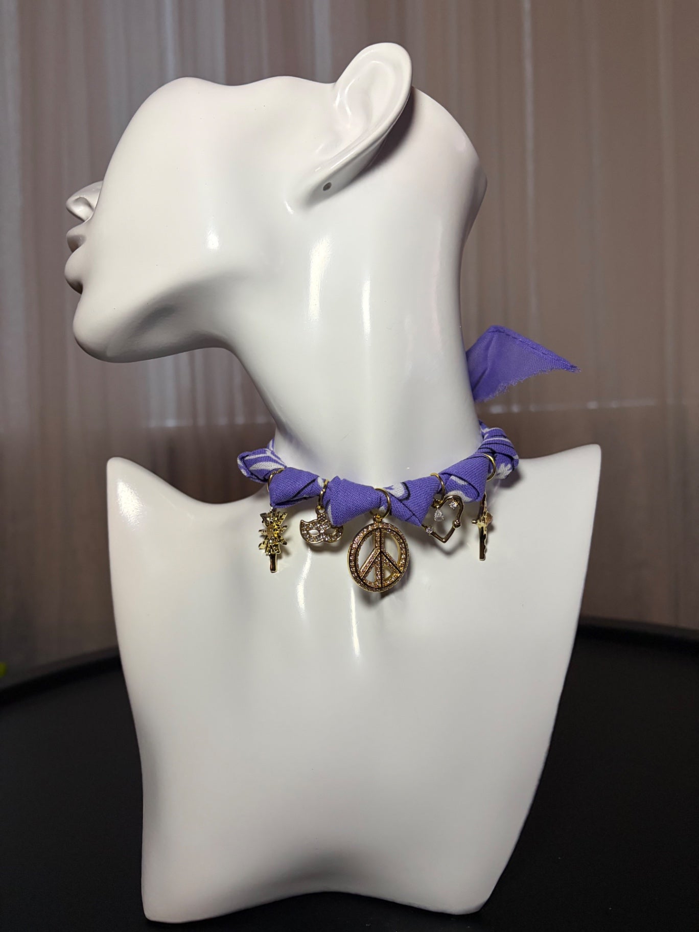 Lilac bandana charm necklace