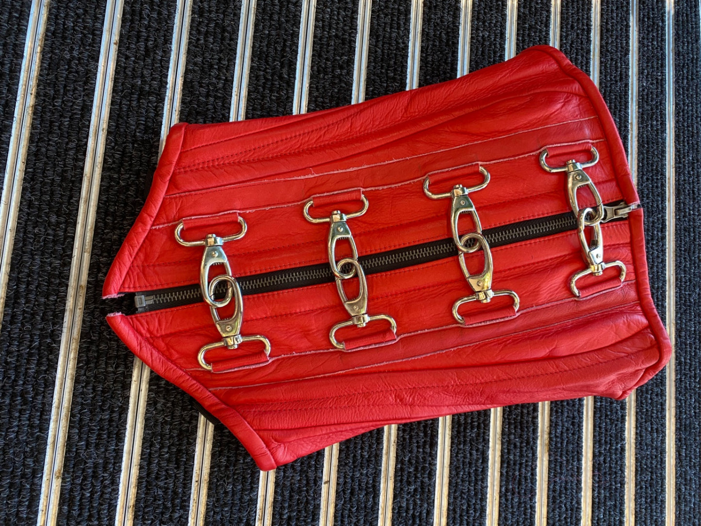 Red leather corset top