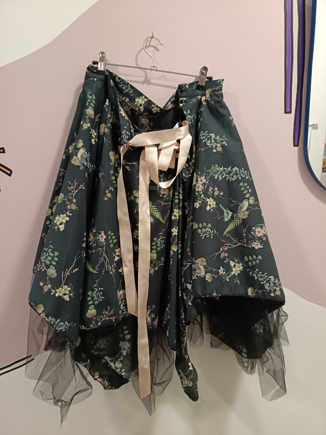 Moody floral skirt with lace up back