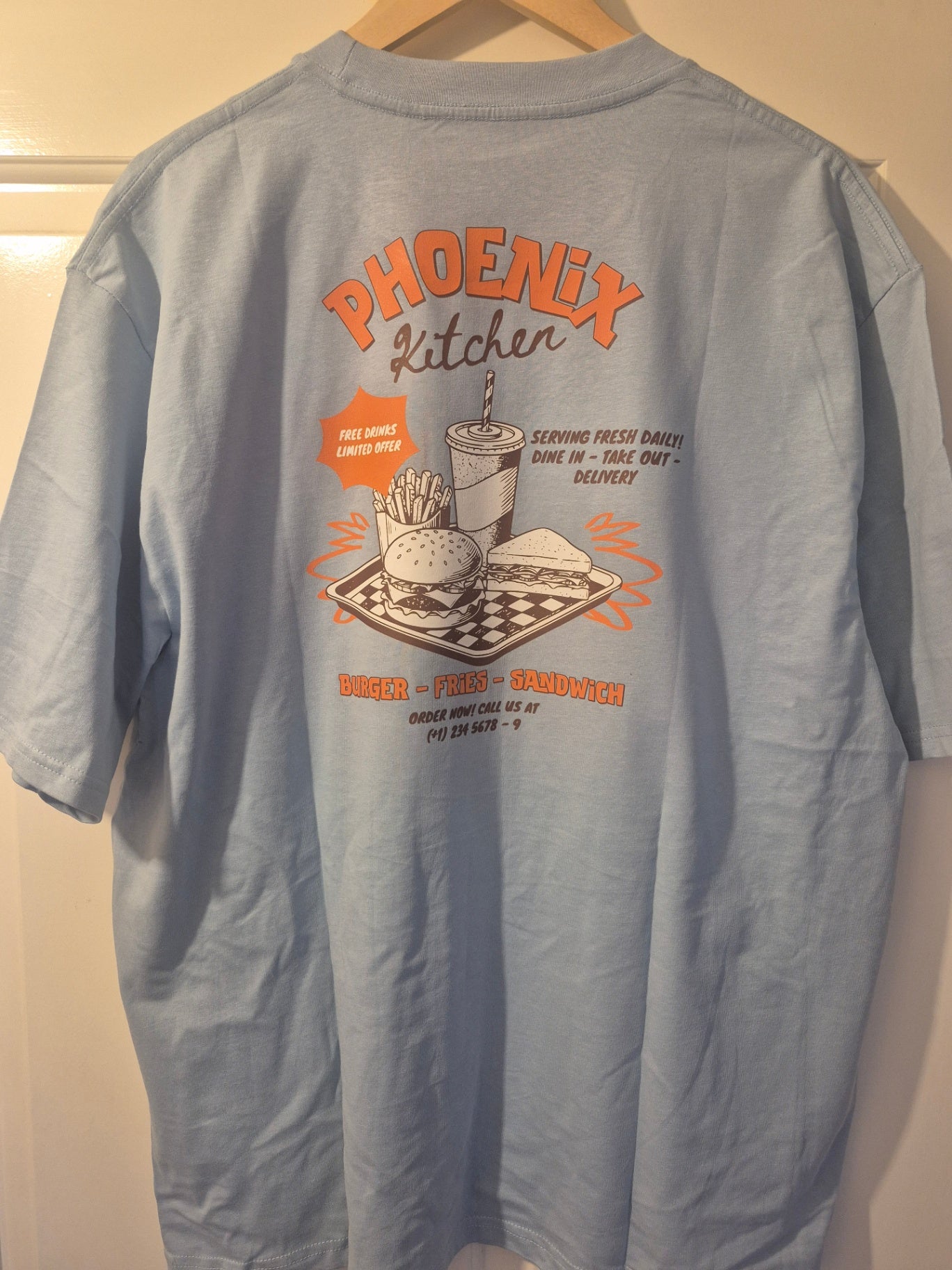Oversized sizedPhoenix diner light blue L