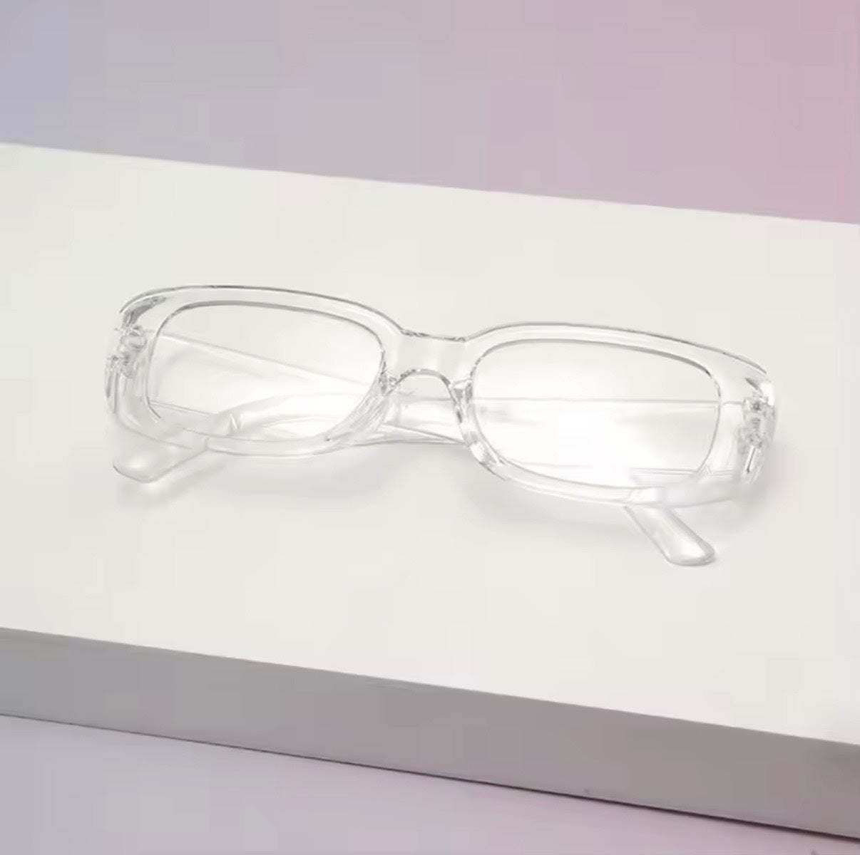 90s Oblong Glasses Clear