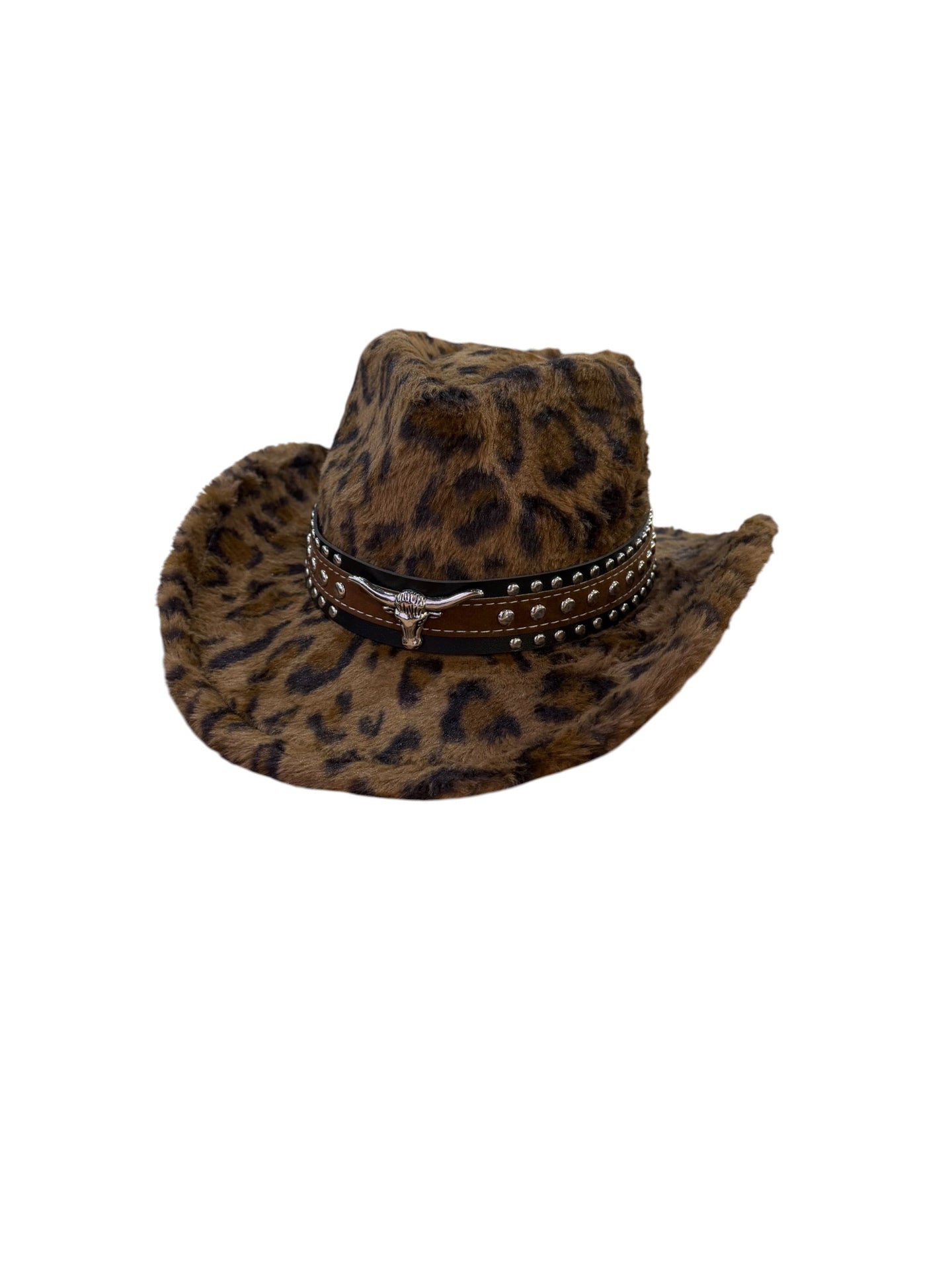 Bull Stud Fur Leopard Print Cowboy Hat