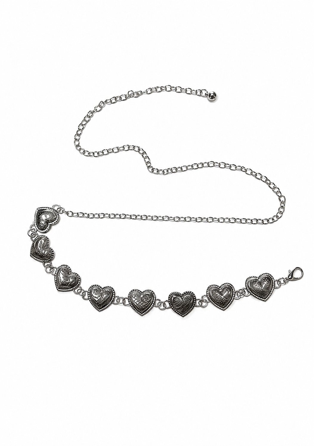 Silver Boho Heart Chain Belt