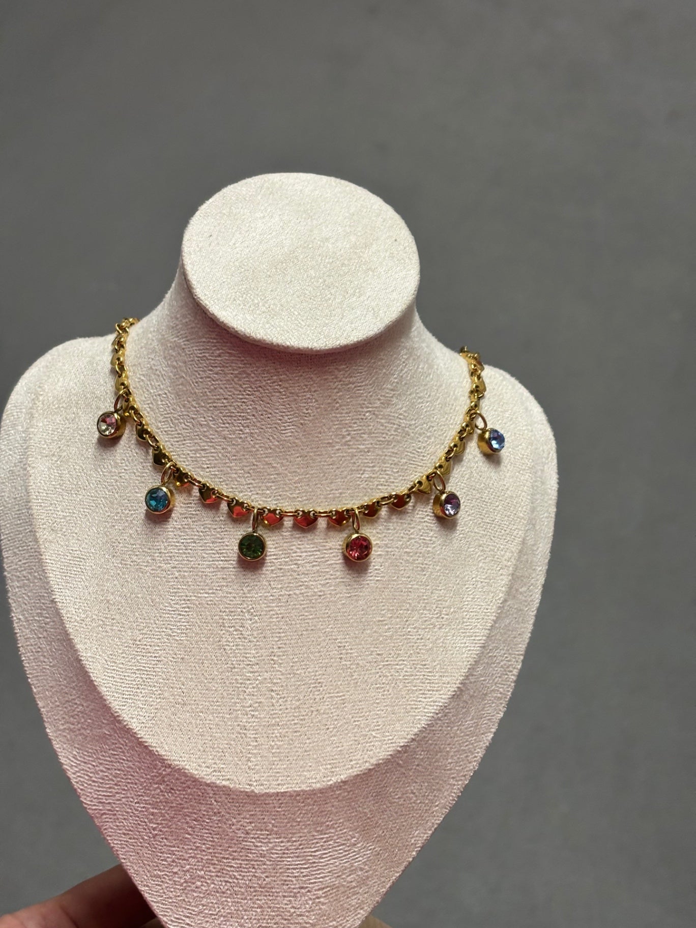 Multicoloured heart necklace