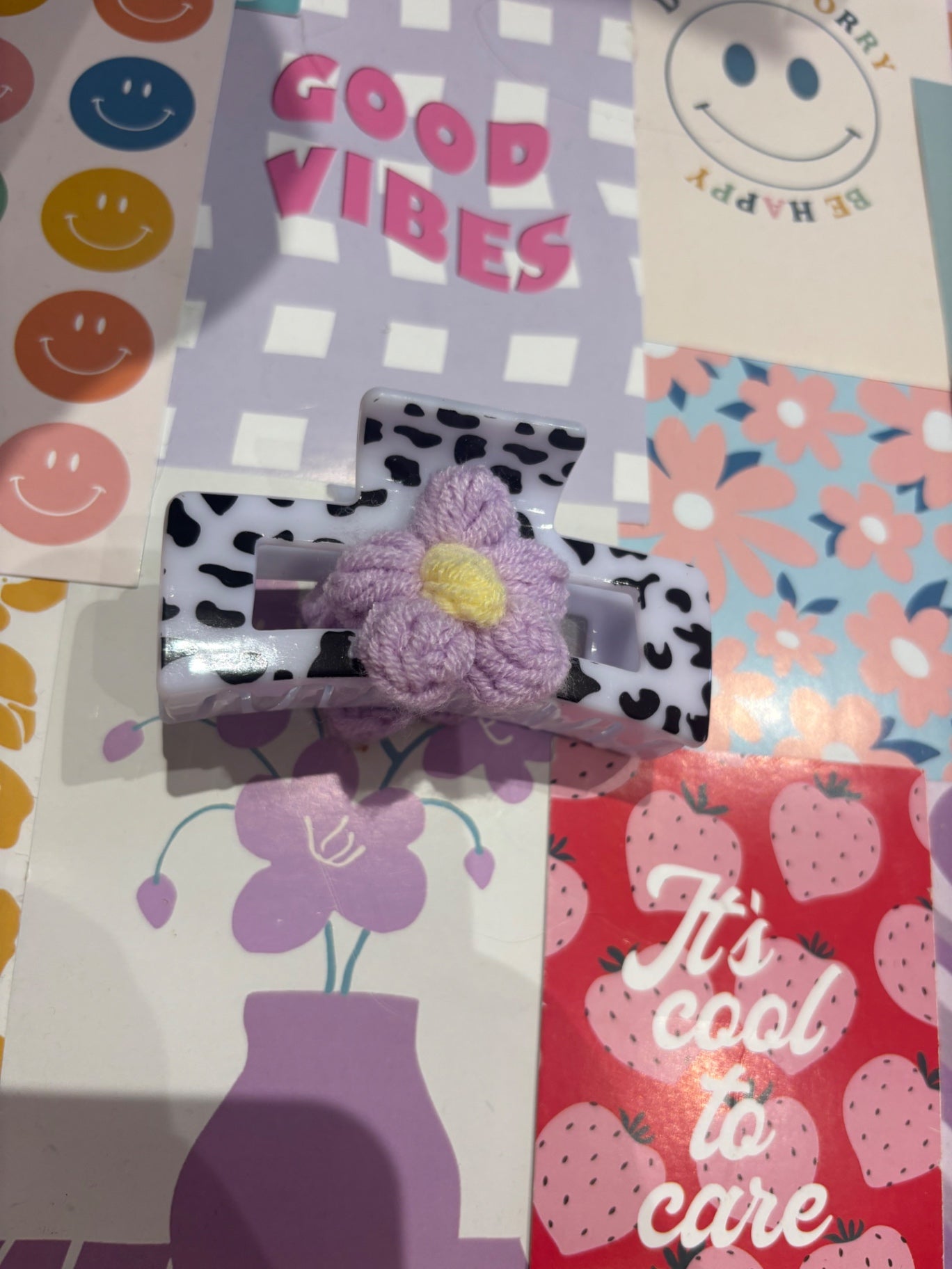 Lilac Flower Cow Claw Clip