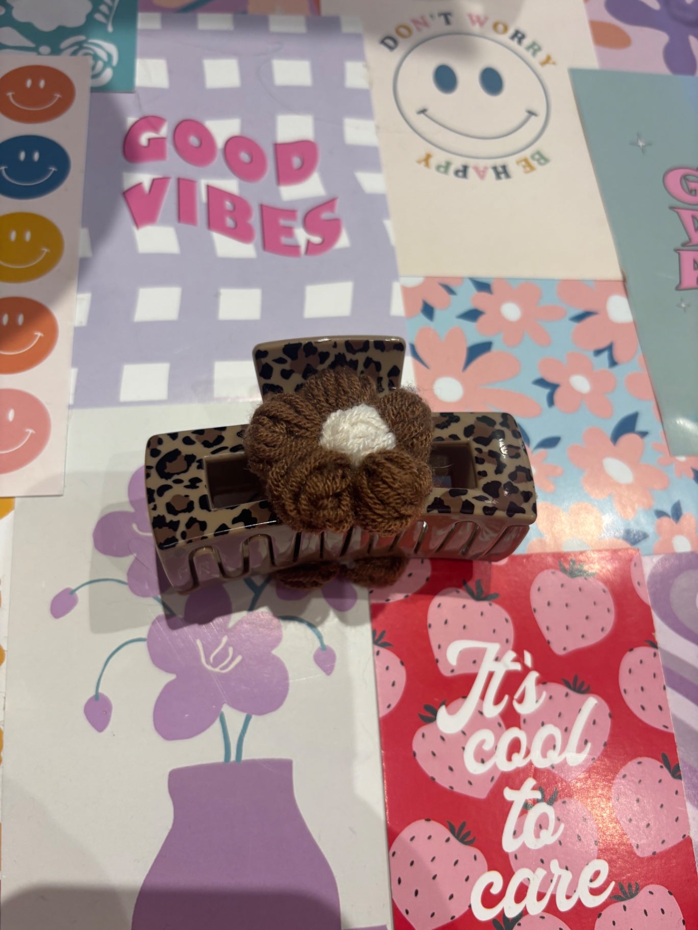 Brown Leopard Print Claw Clip