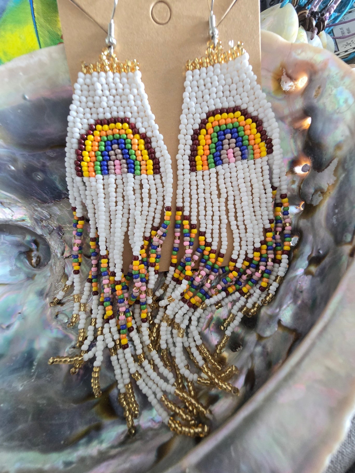 Rainbow beaded earrings