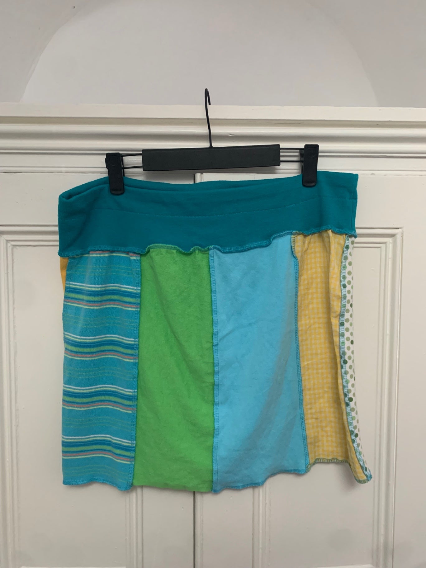 patchwork drawstring skirt