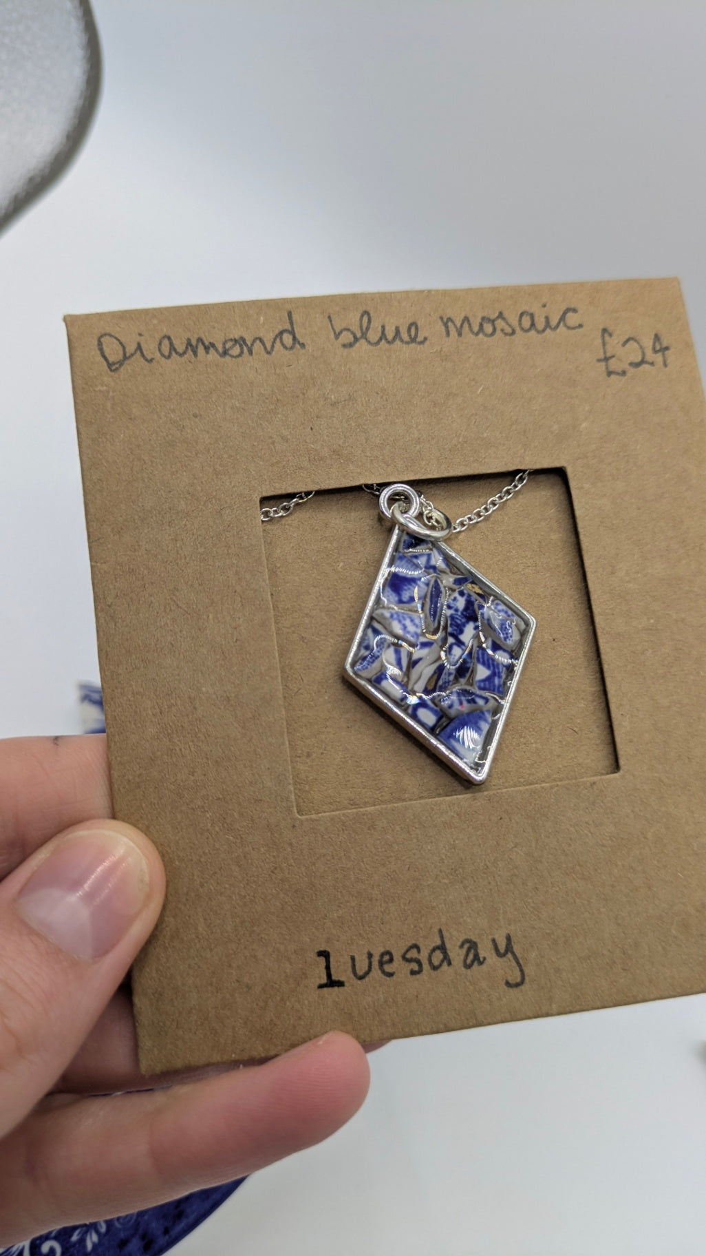 Mosaic Pendant Necklace | Made from Vintage Plates