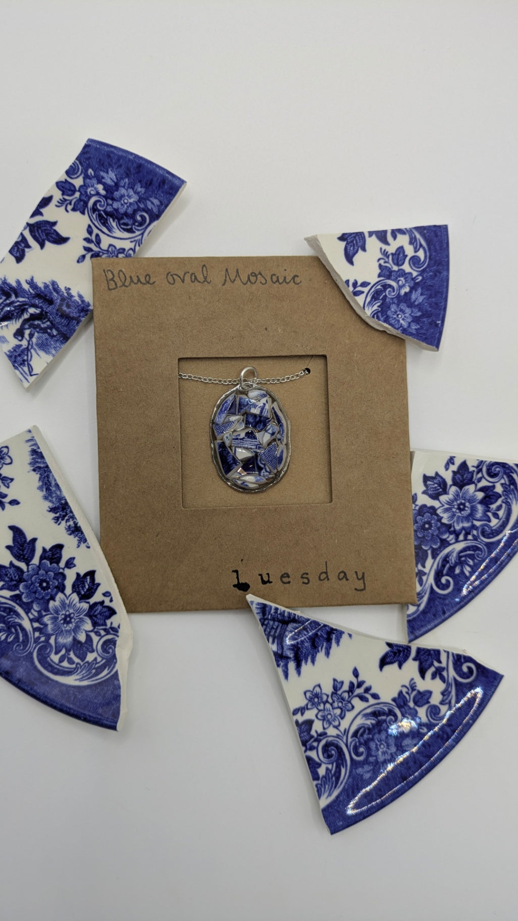 Mosaic Pendant Necklace| Made from Vintage Plates