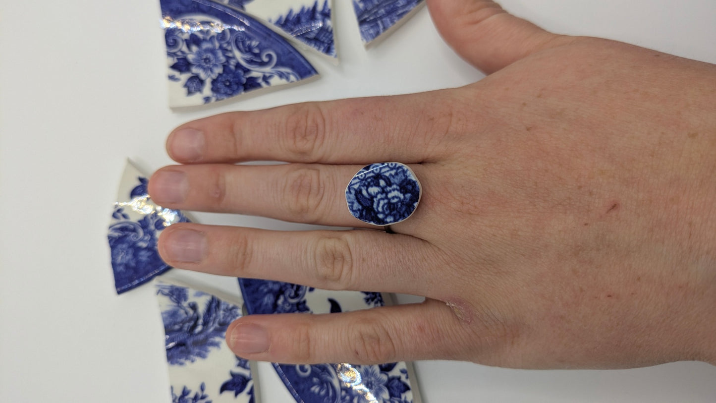 Adjustable Ring| Handmade from Vintage Plates