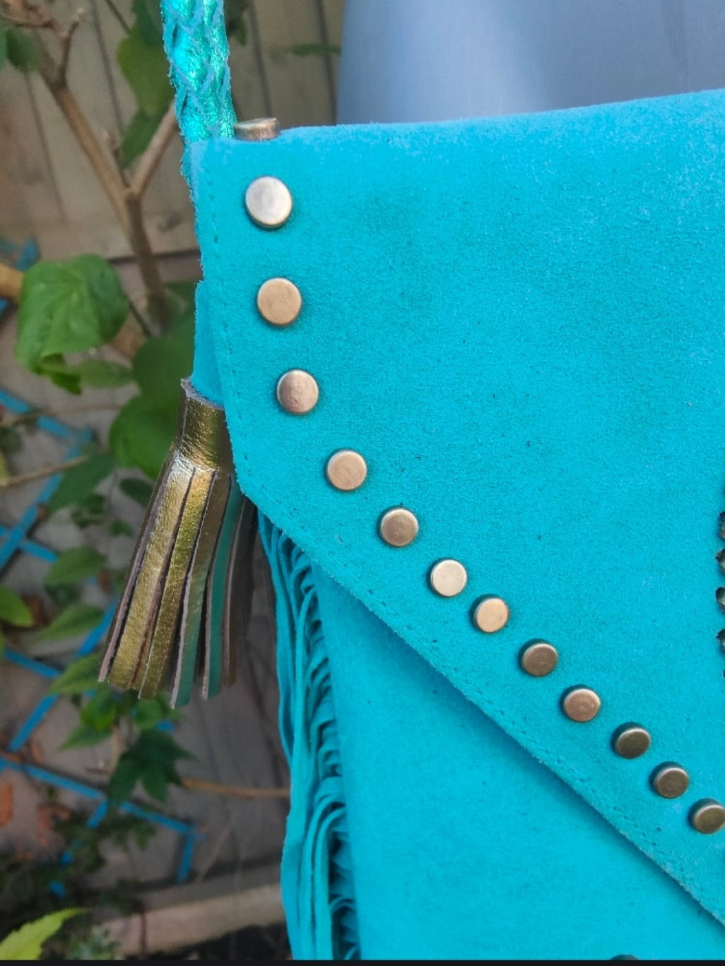 Yellowstone cross body bag with Moroccan stone details- Turquoise