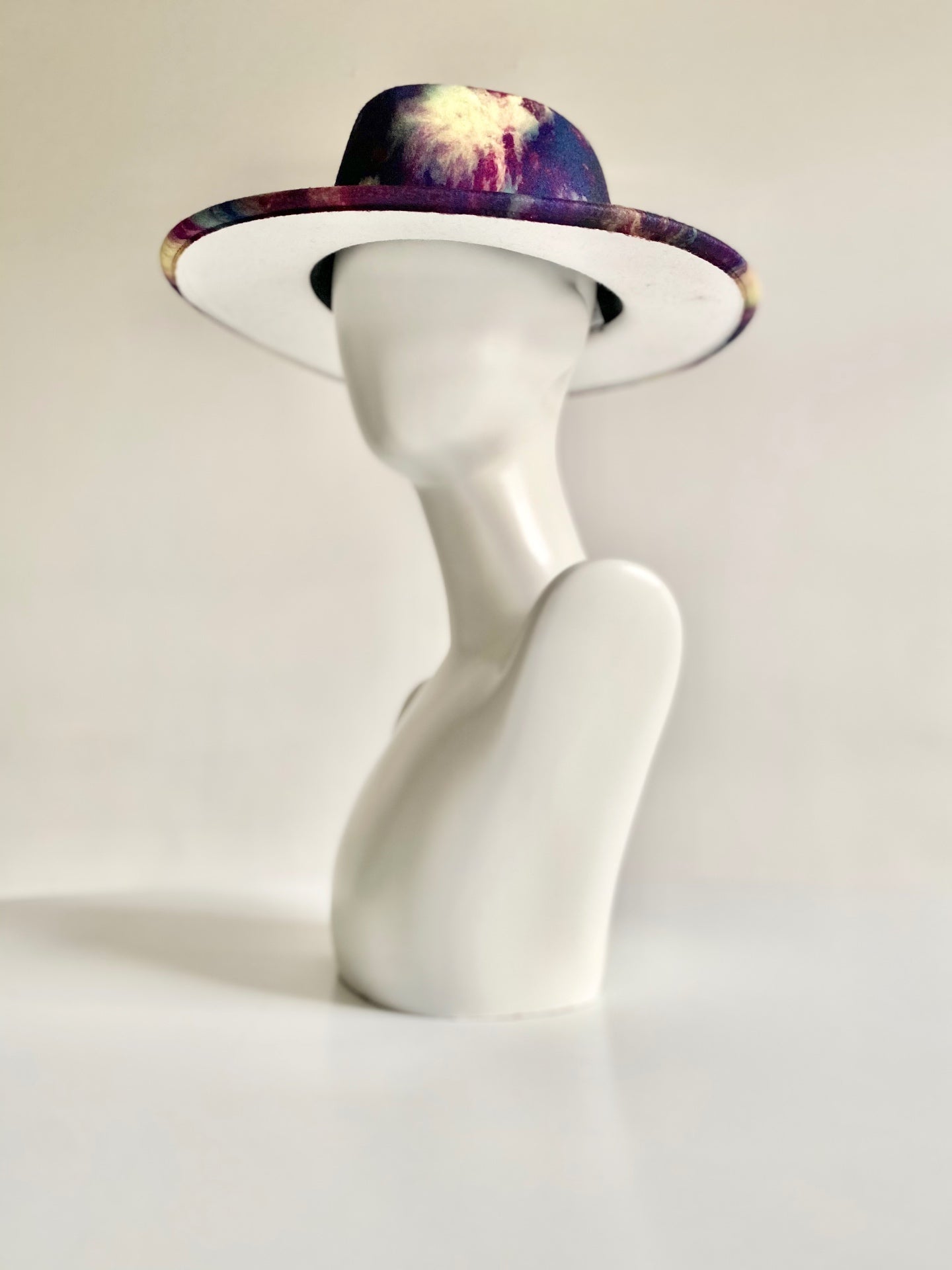 Purple tie dye Felt Fedora Hat