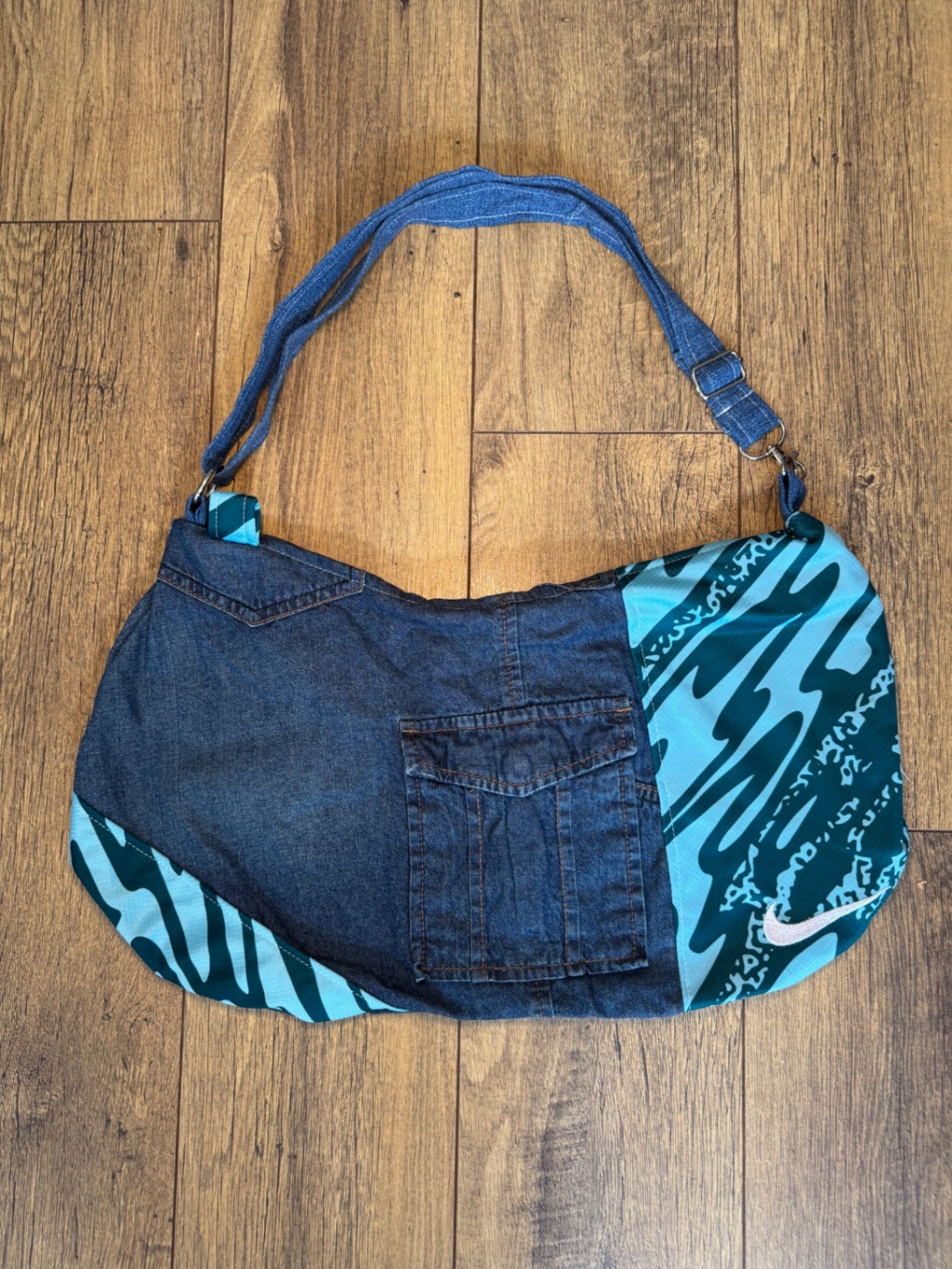 ReMade Large Denim Moon Bag
