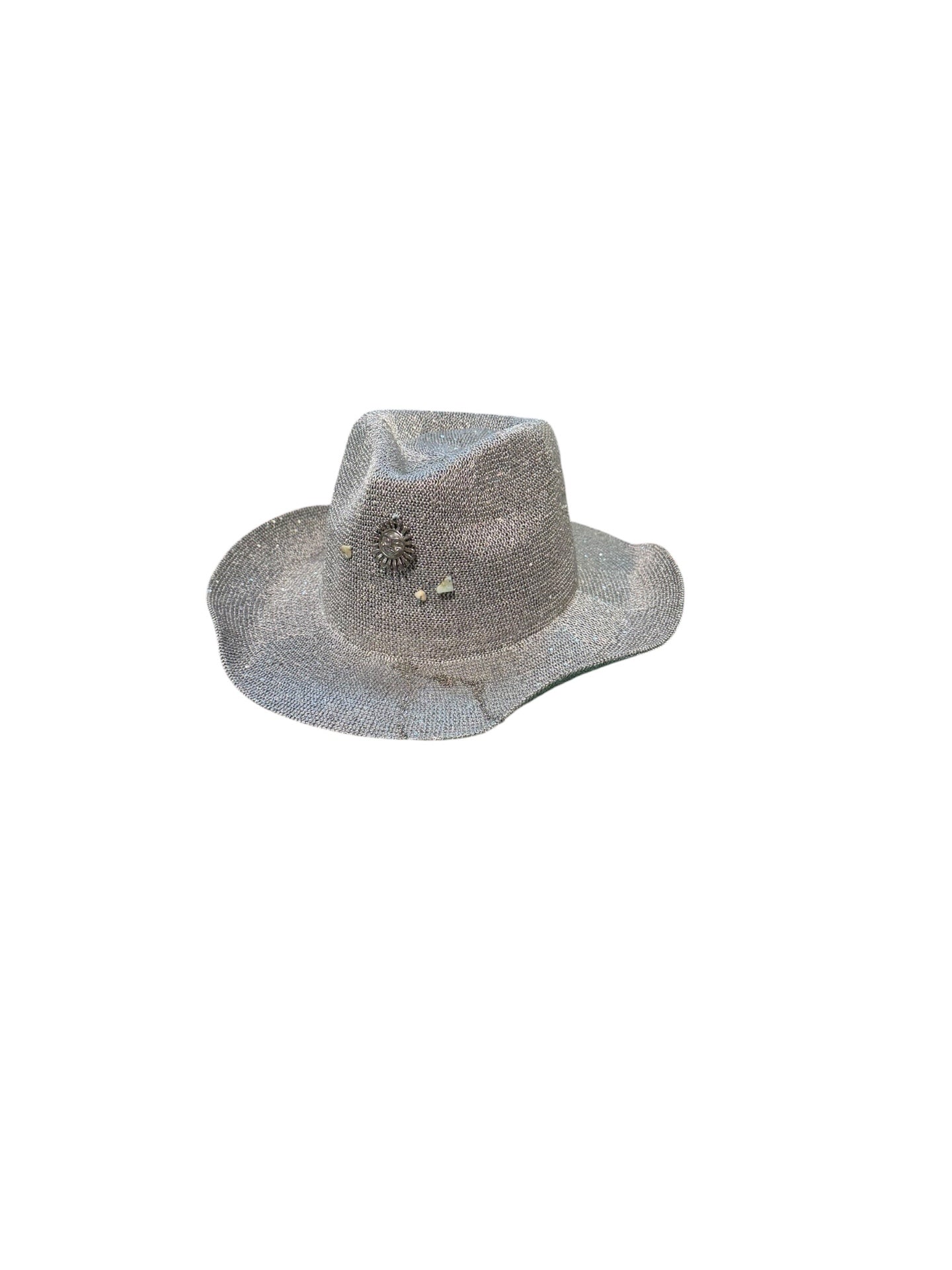 Sequin Sun Charm Cowboy Hat Silver