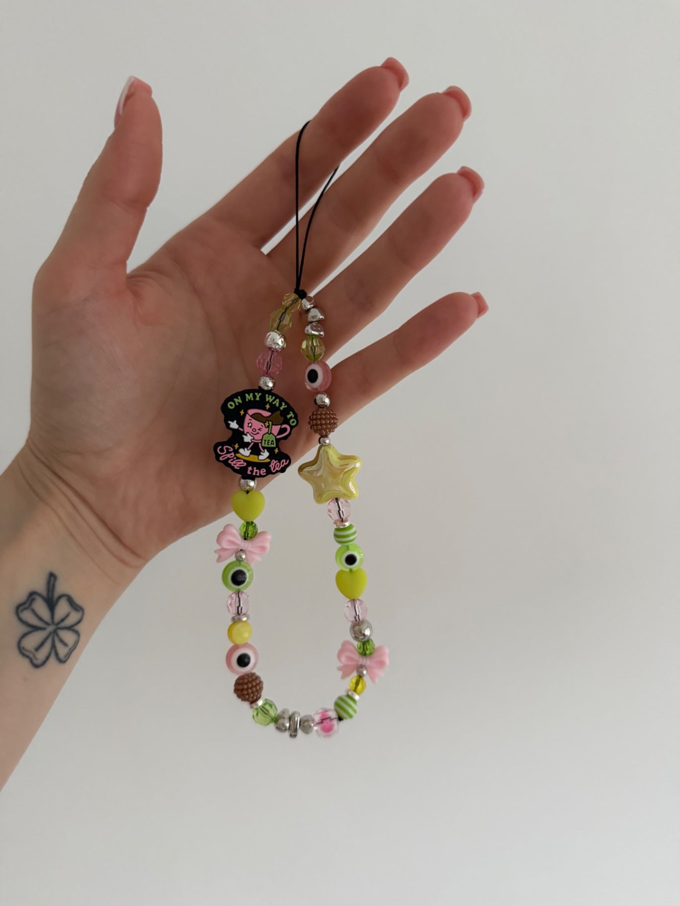 ‘Spill the tea’ phone charm - silver