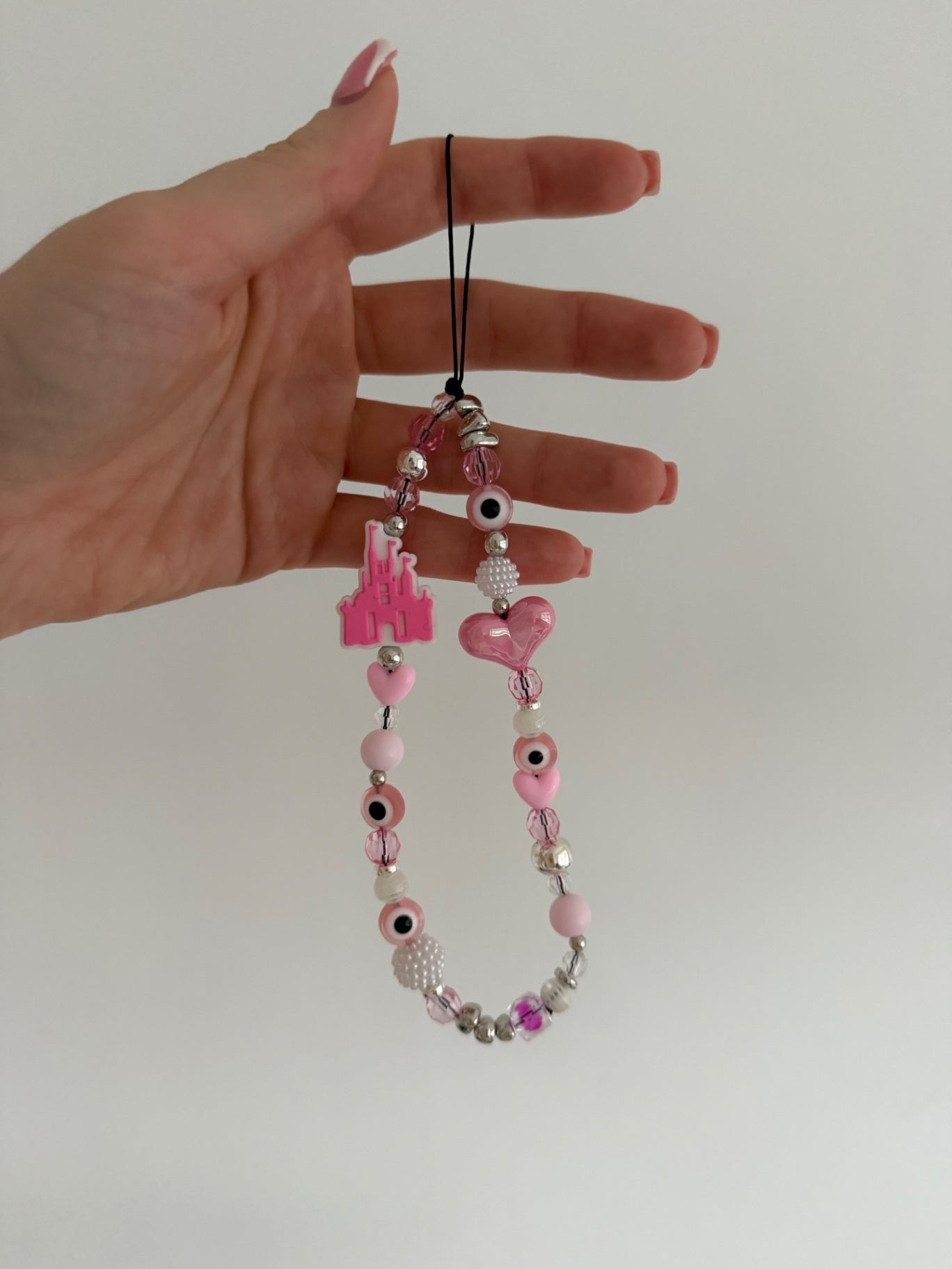 ‘Disney’ phone charm - pink/silver
