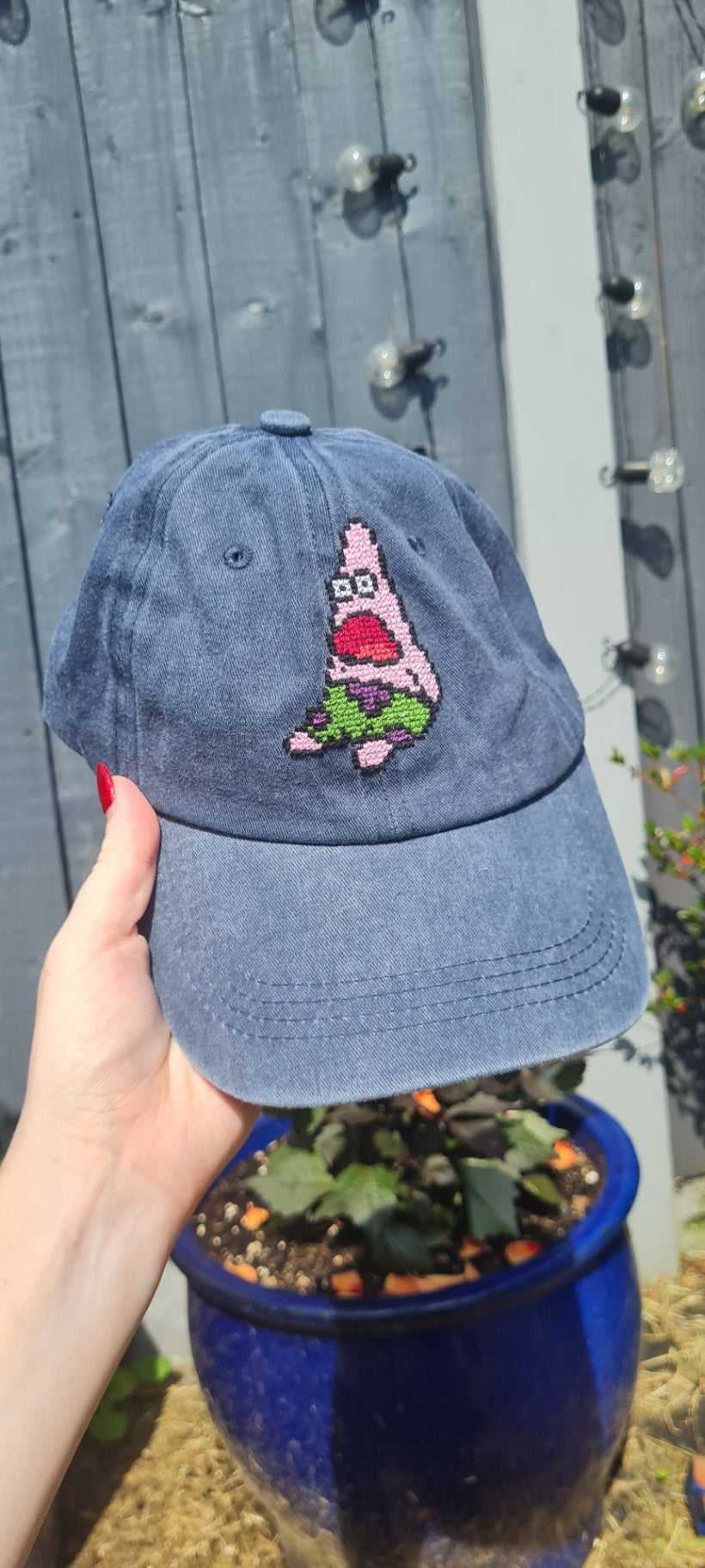 Shocked Patrick Cross Stitch Cap