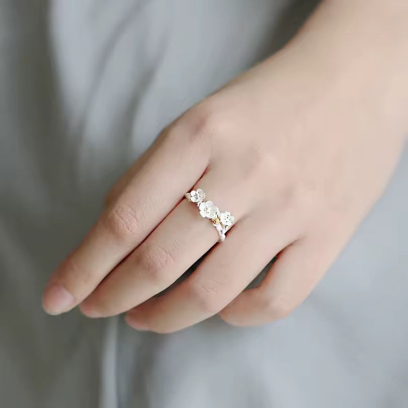 Silver Moon Blossom Ring 🌙🌸