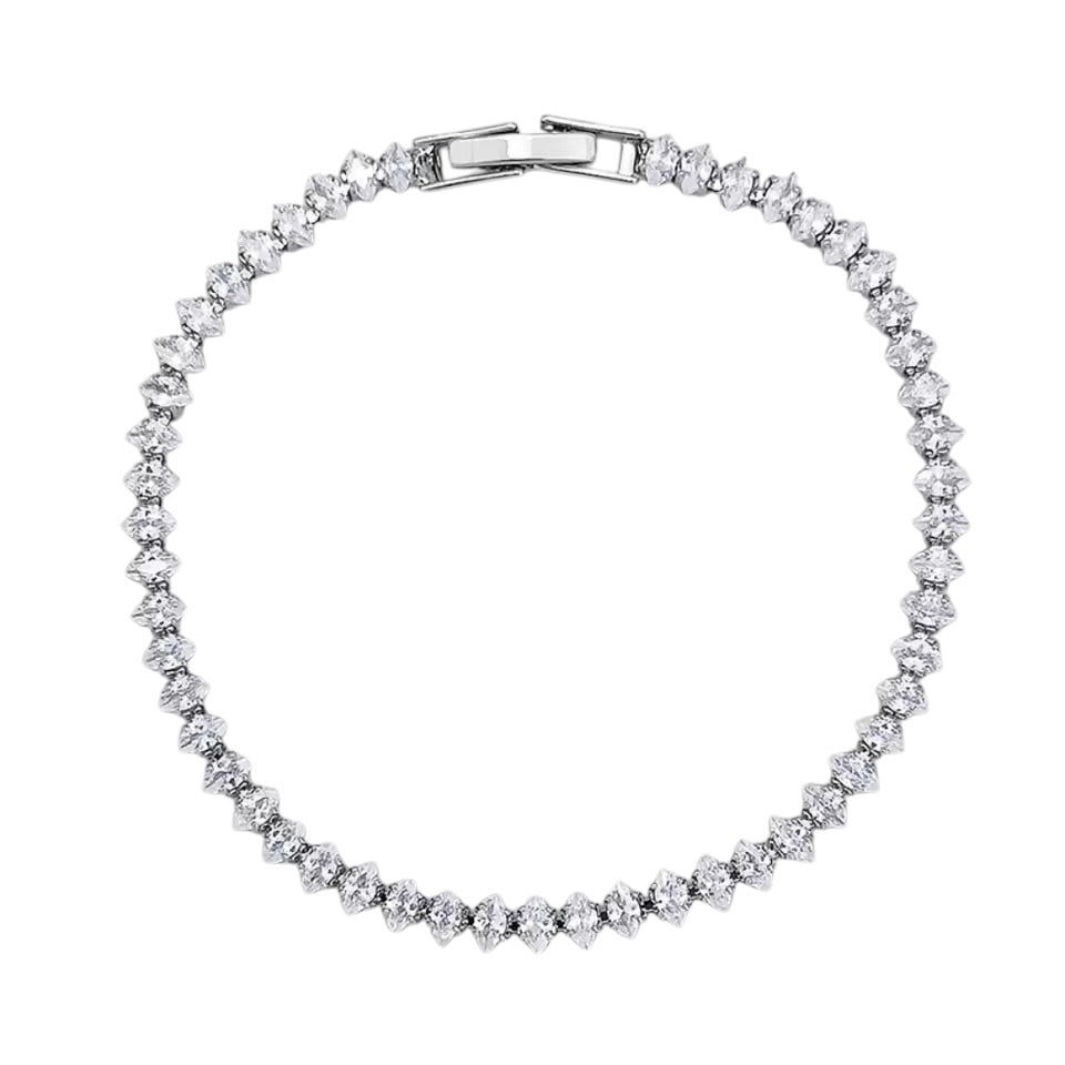Astral Marquise-cut Zirconia Tennis Bracelet Silver