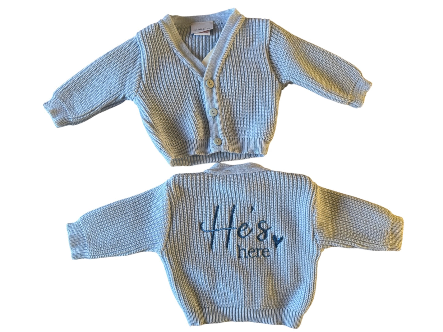 Newborn Blue He’s Here Dandelion Cardigan
