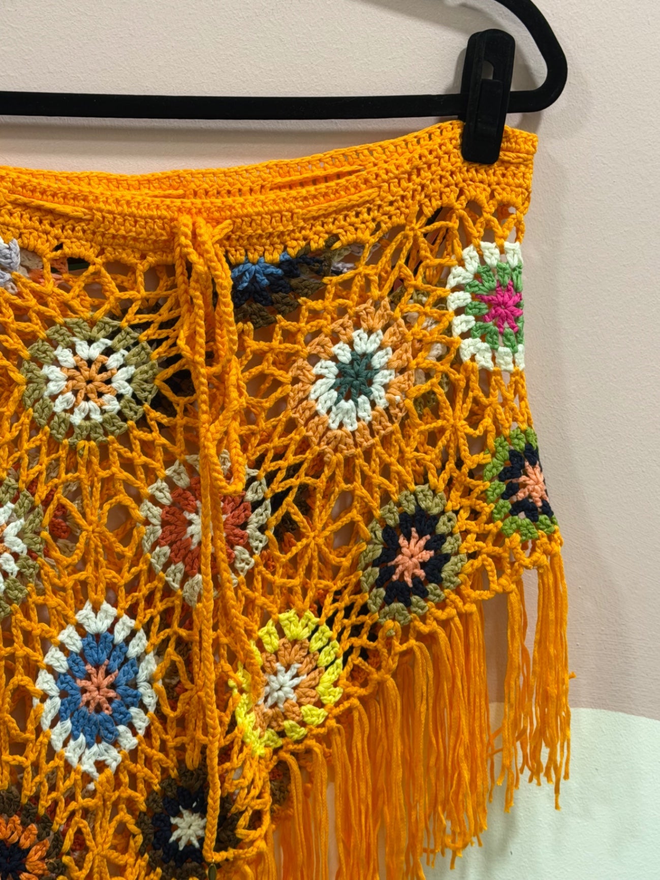 Orange Crochet Tassel Skirt
