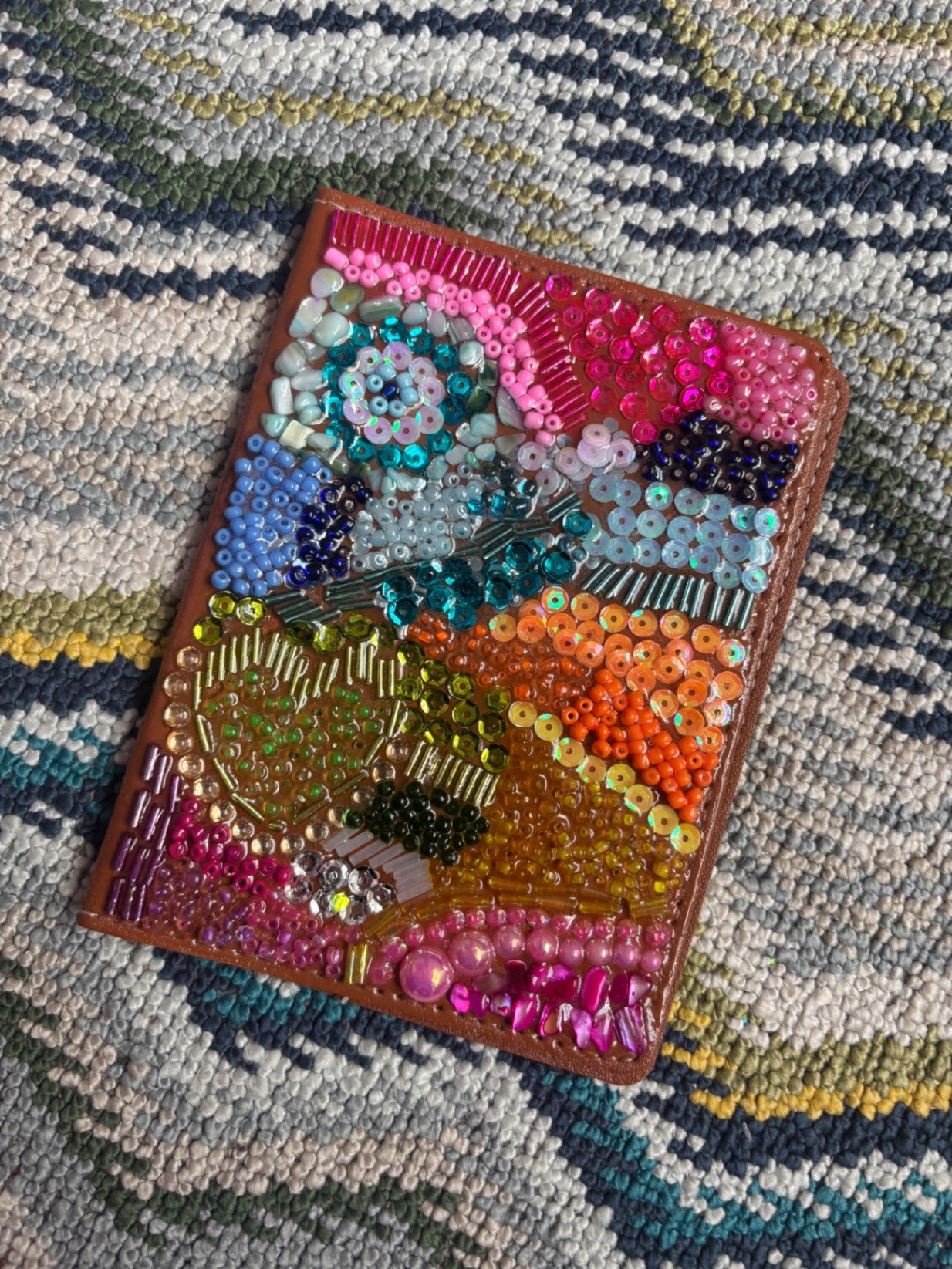 Beaded passport cover