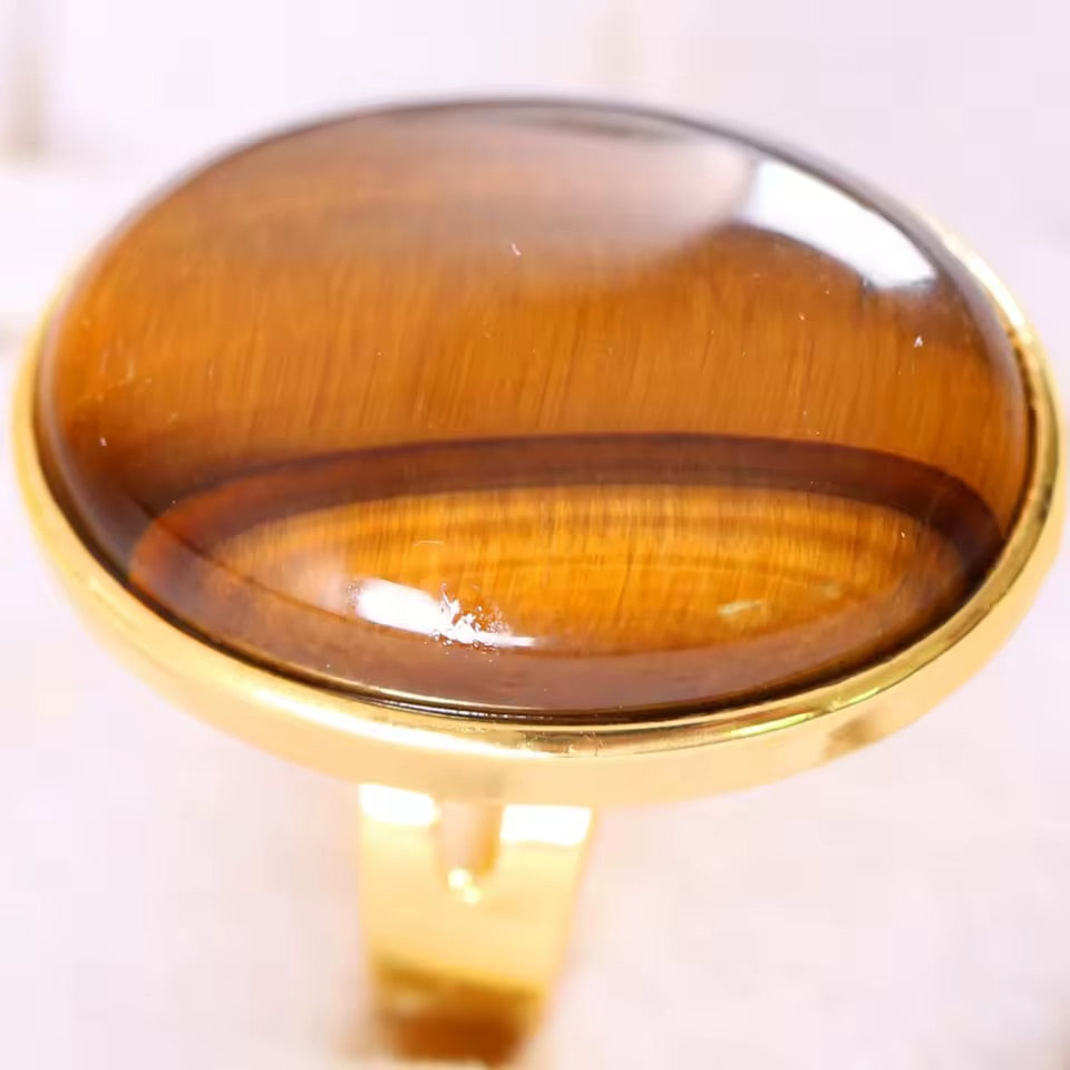 Tigers Eye Ring Gold Mixed Sizes