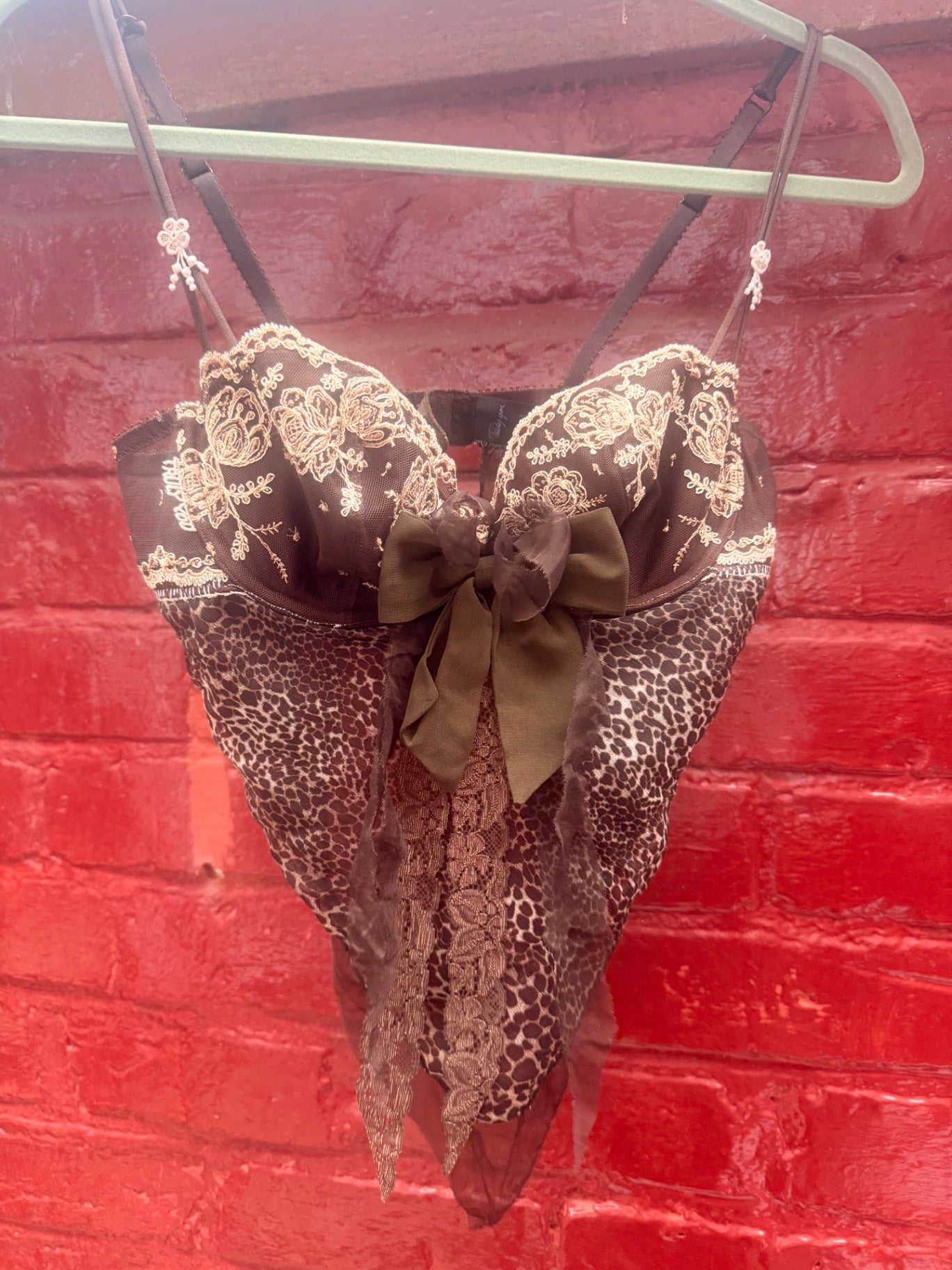 Leopard Lace Upcycled top