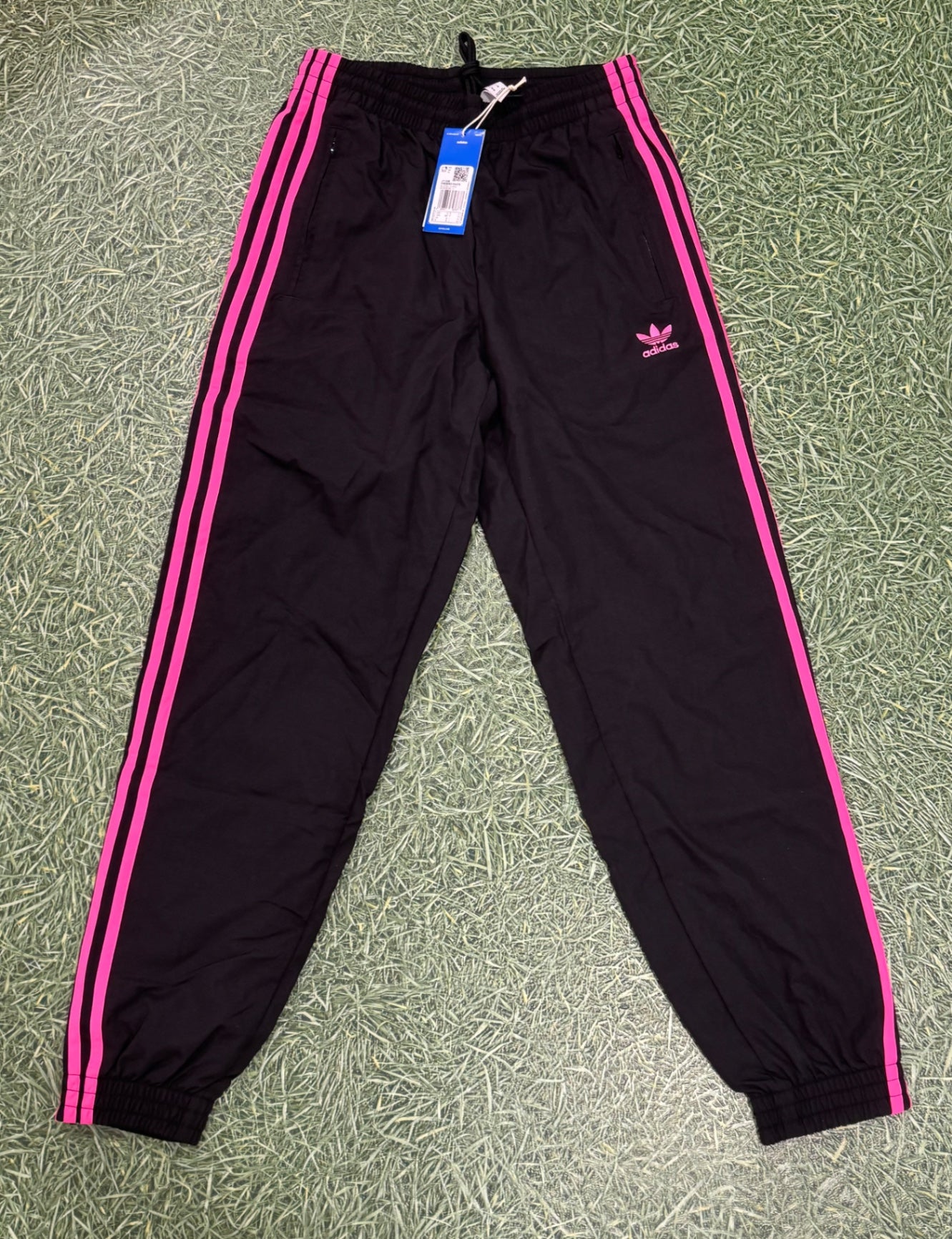 Adidas Trackie Bottoms (Black and Pink S)