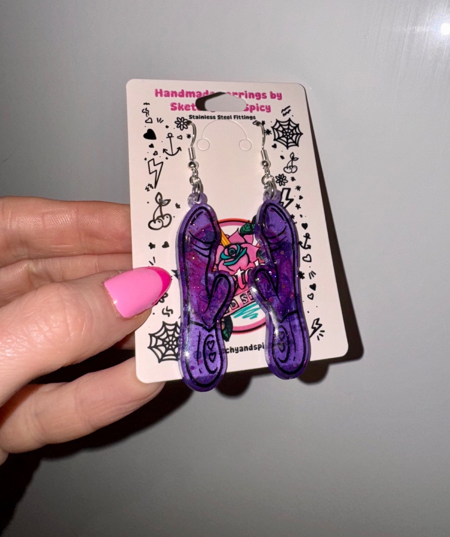 Purple Glitter Rabbit/Vibrator Earrings