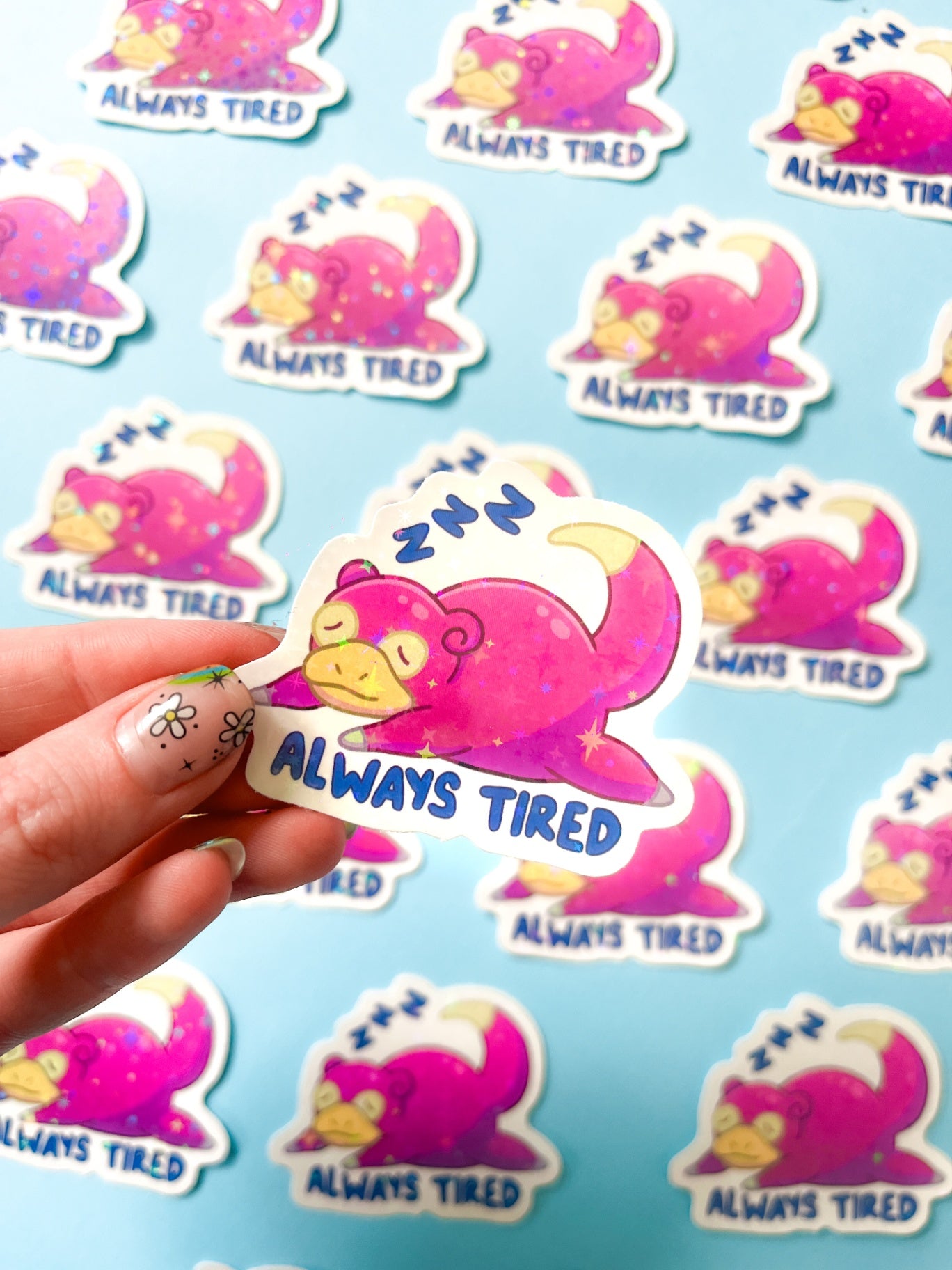 Slowpoke Pokemon Holographic Vinyl Sticker