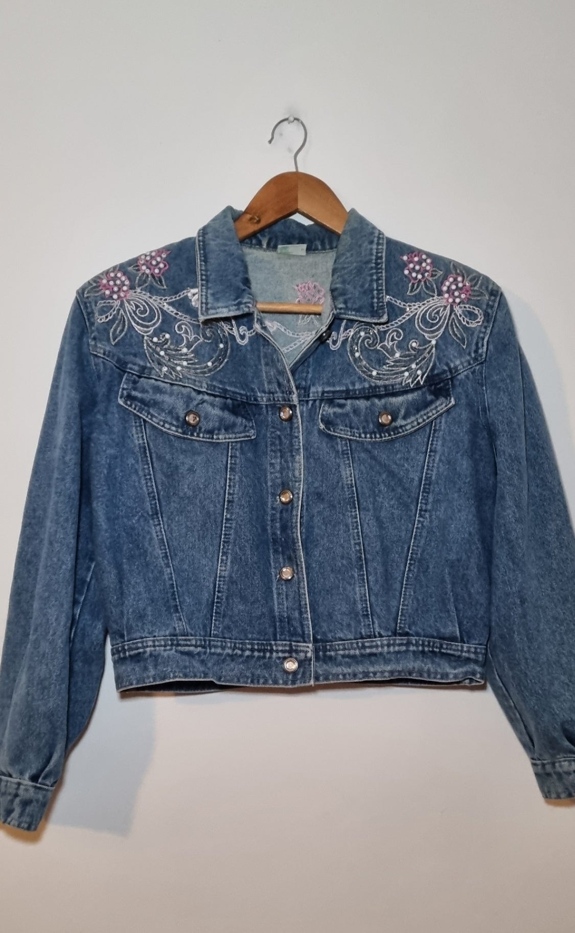 Floral Screen Printed Denim Jacket