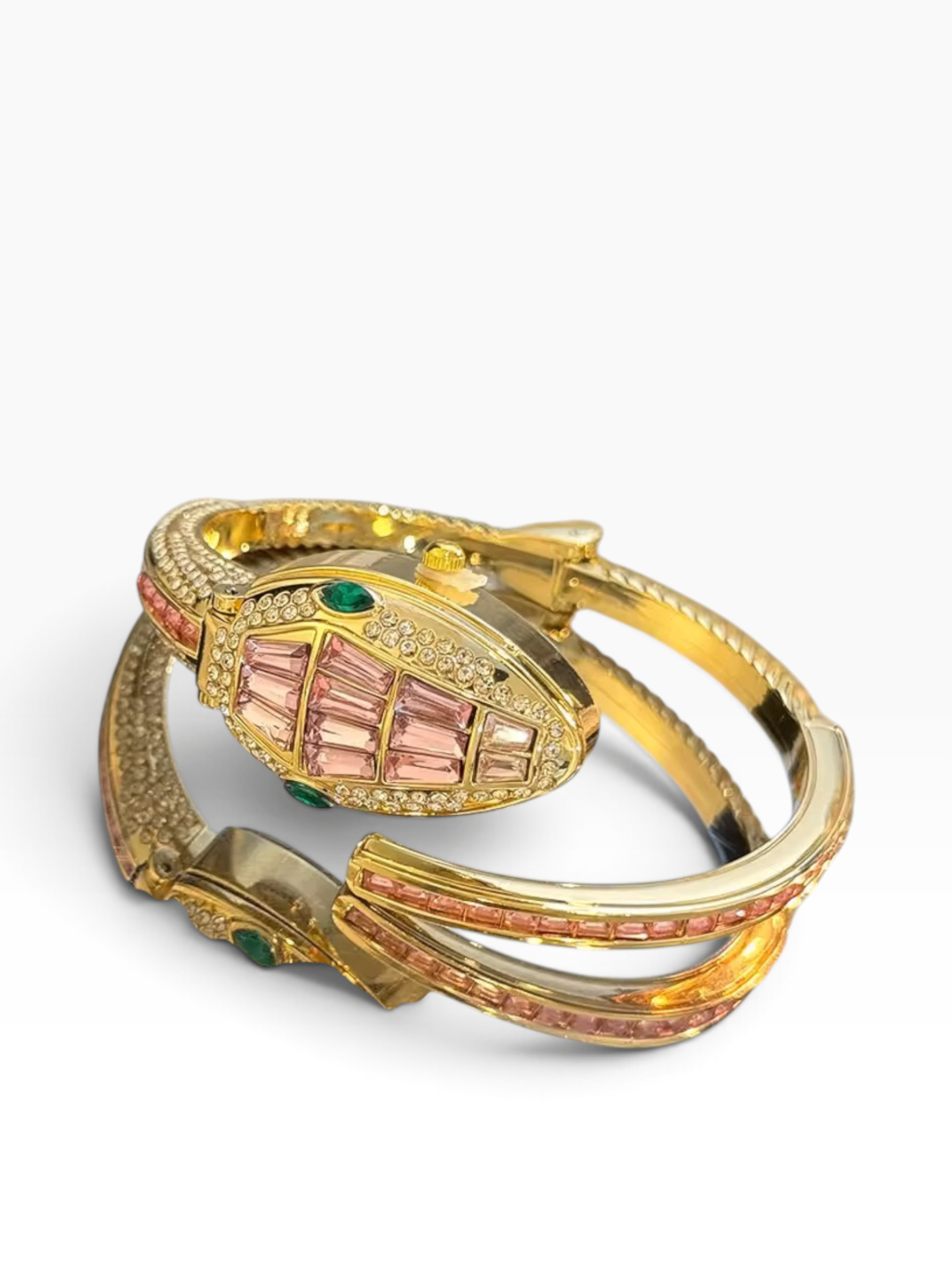 Gold Snake Watch Pink Crystal