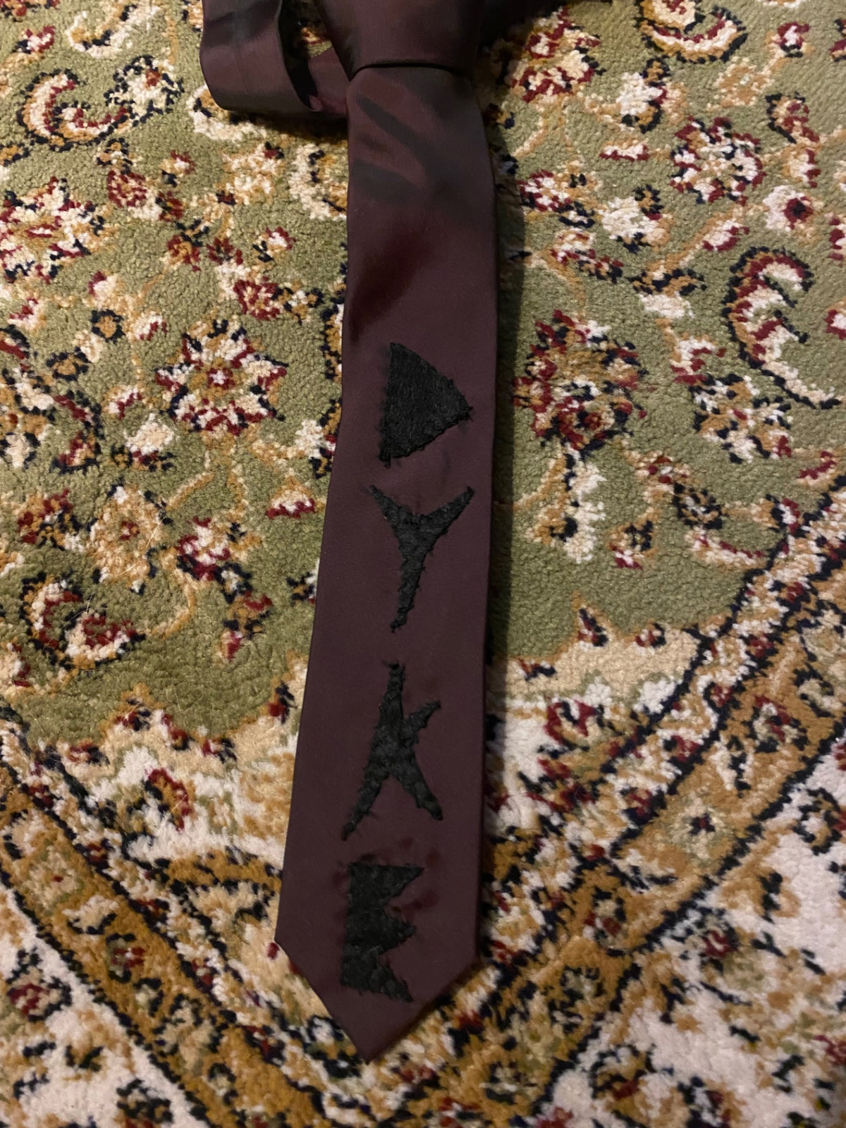 BLACK AND BURGUNDY DYKE Up-cycled tie