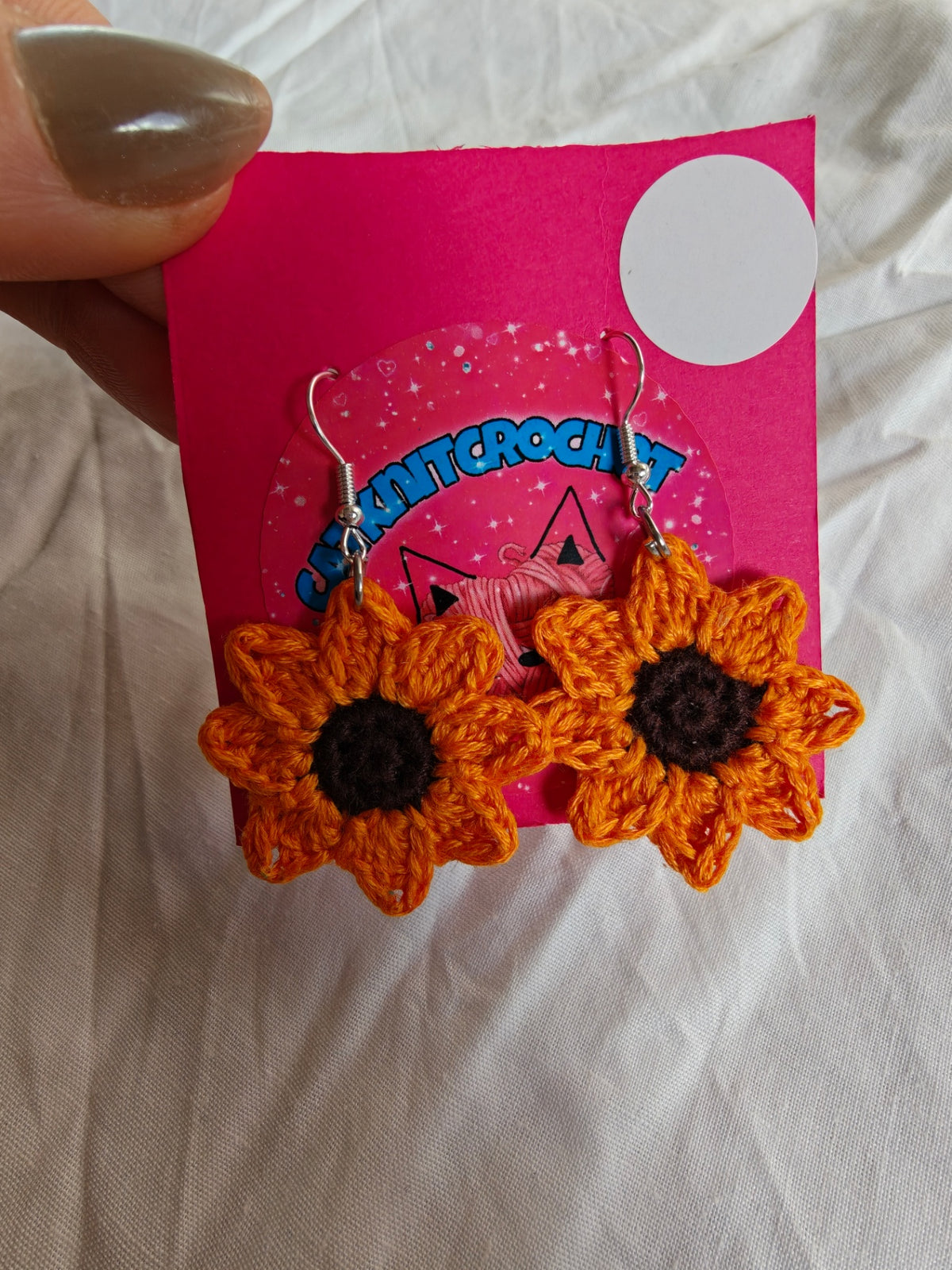 Crochet orange flowers earrings