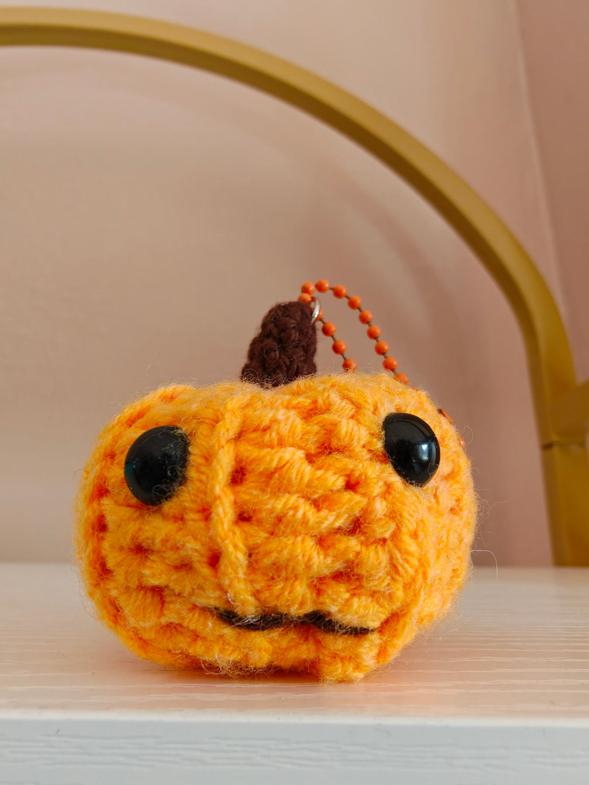 Cute crochet pumpkin keyring