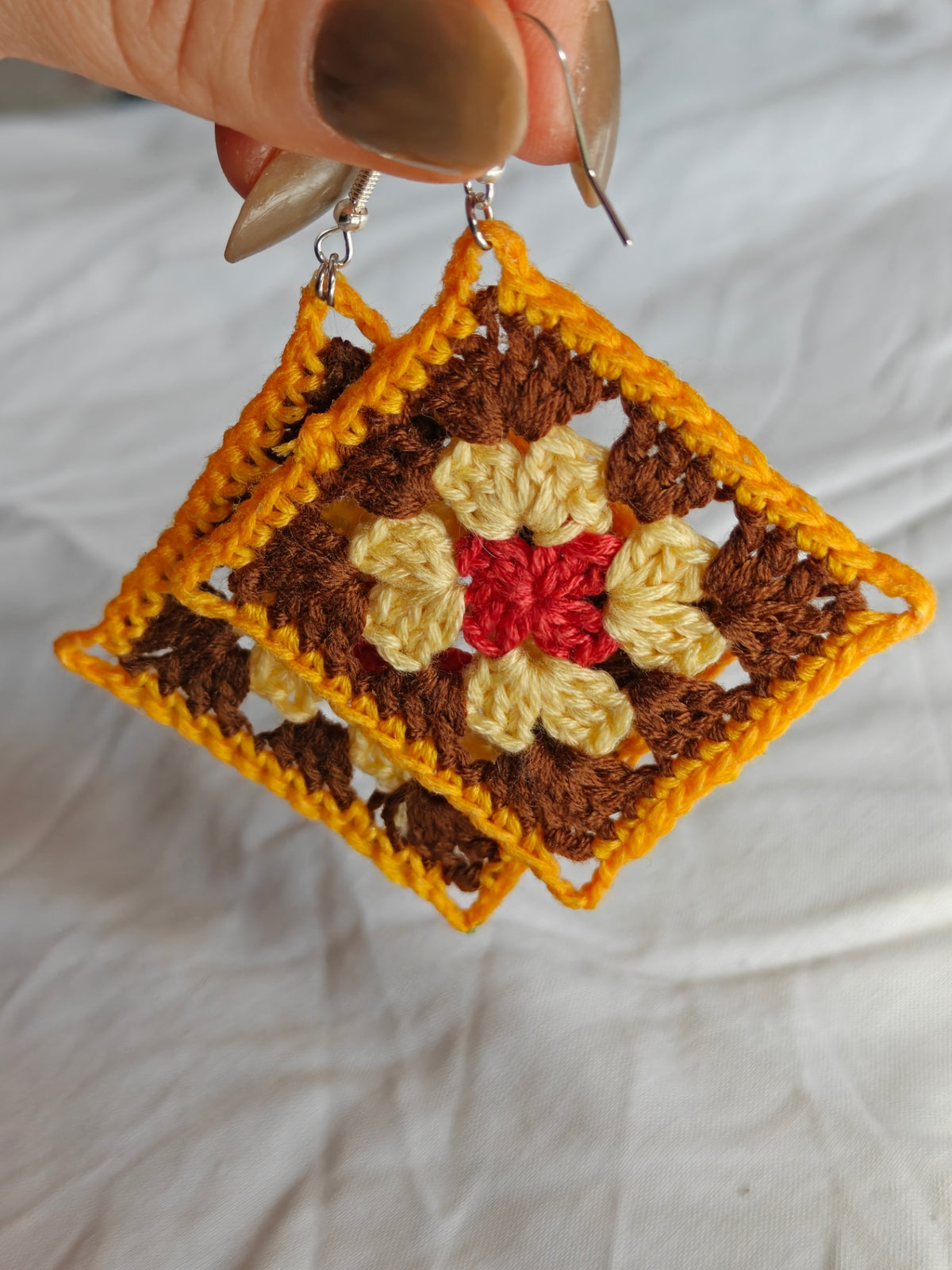 Big autumn granny square earrings