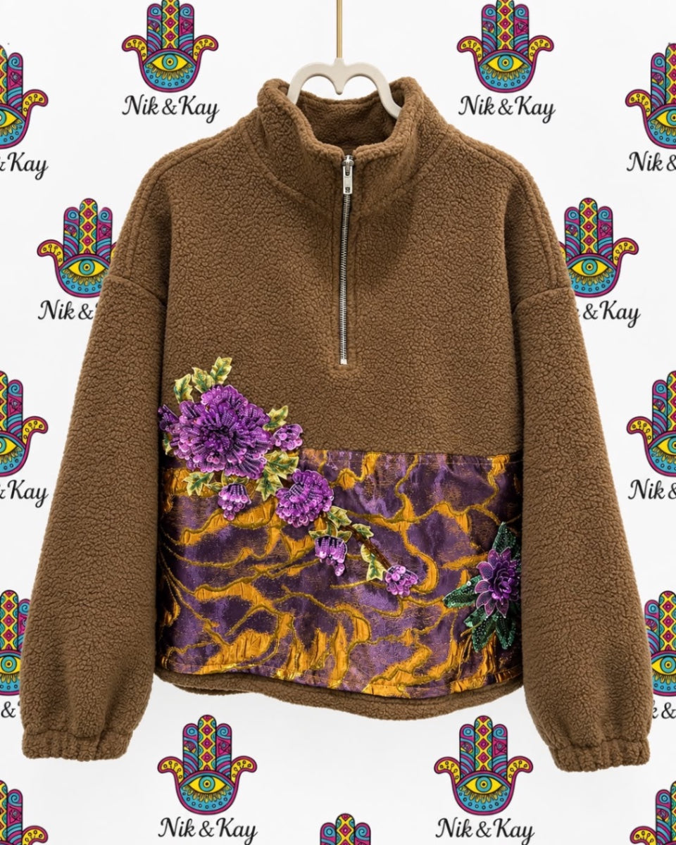 Brown half zip fleece jumper