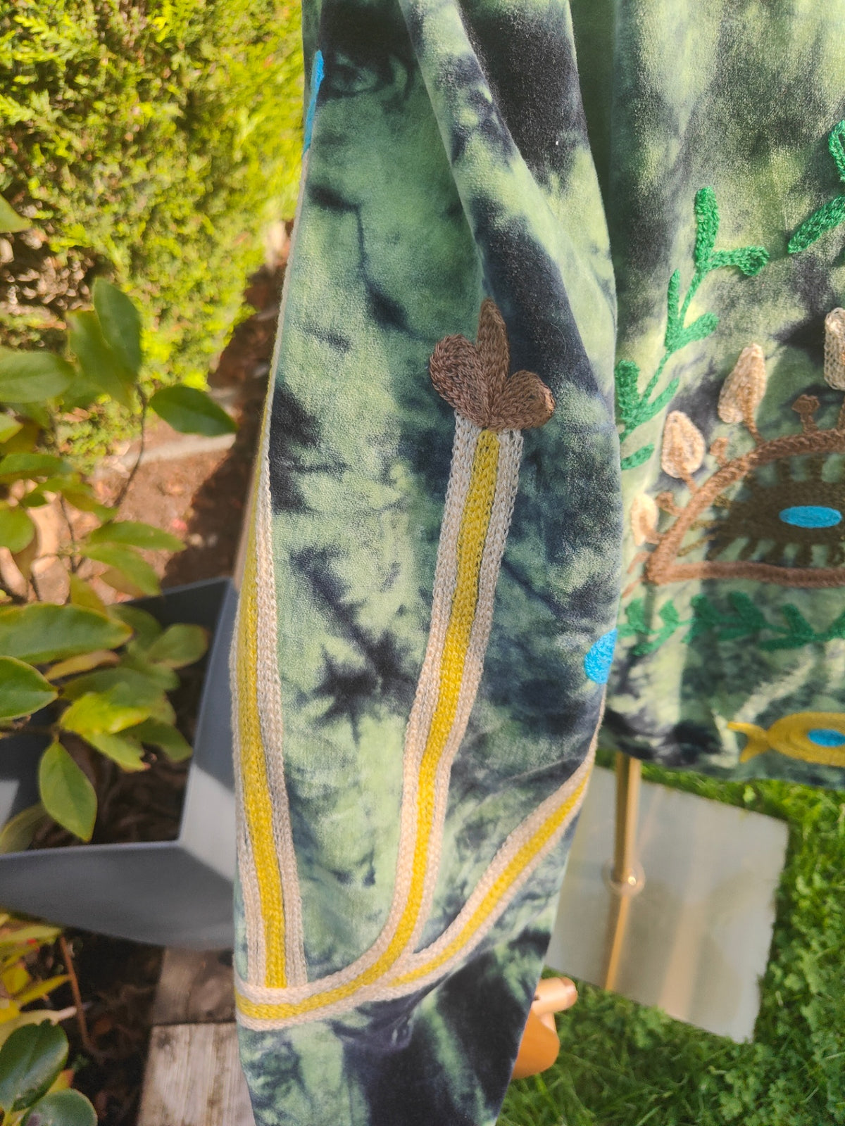 Wanderlust Velvet jacket - cactus tie dye green