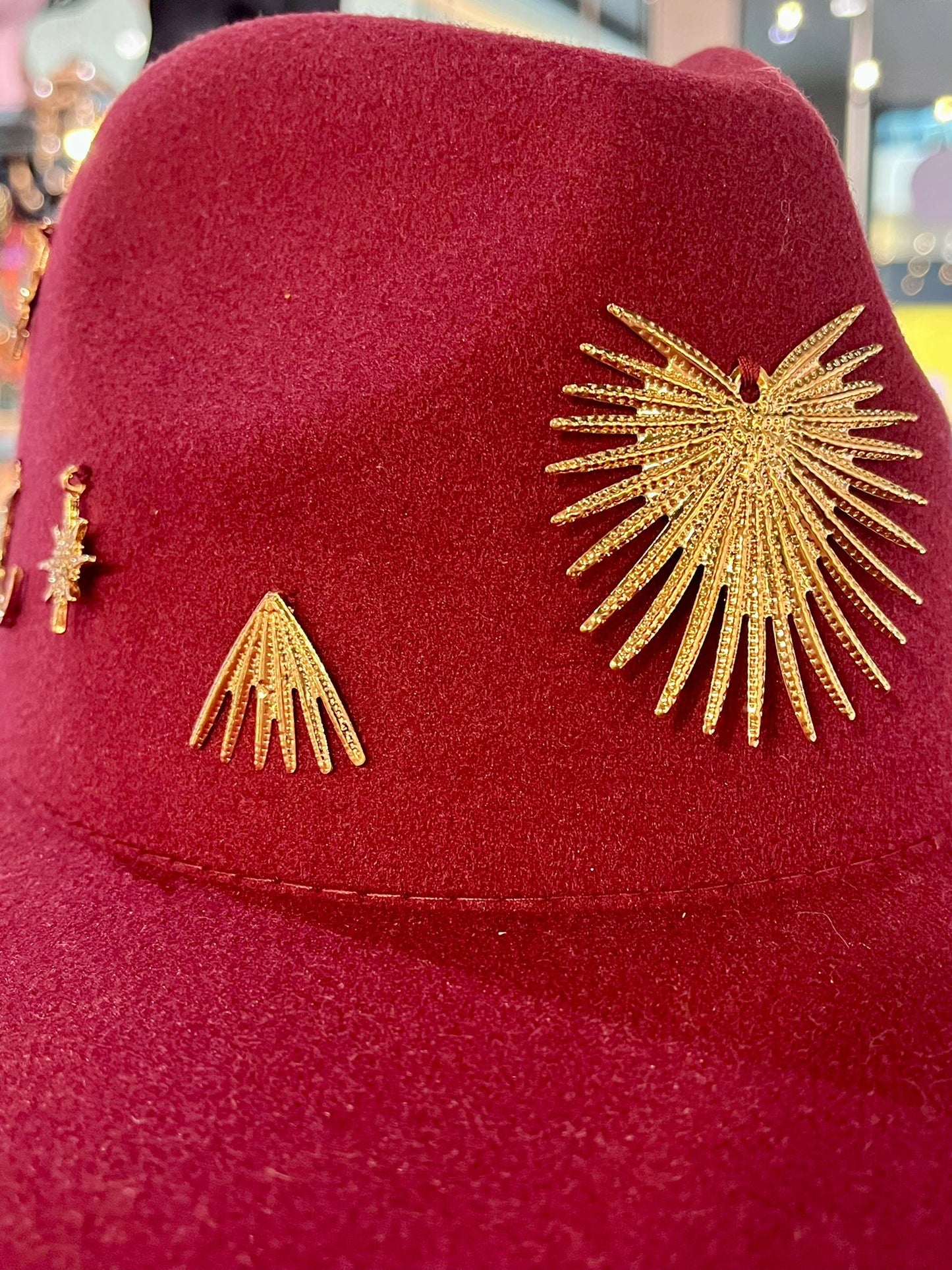 Luna Gold Burgundy Fedora