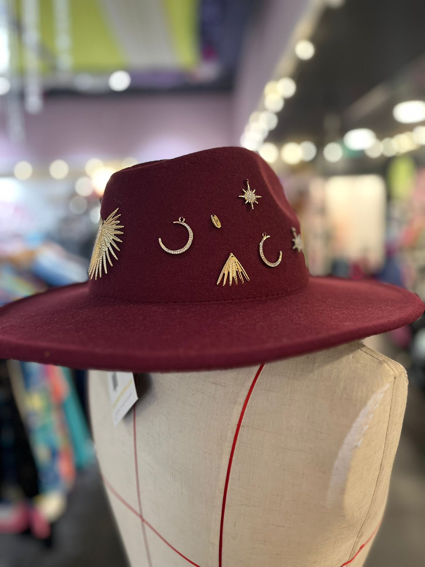 Luna Gold Burgundy Fedora