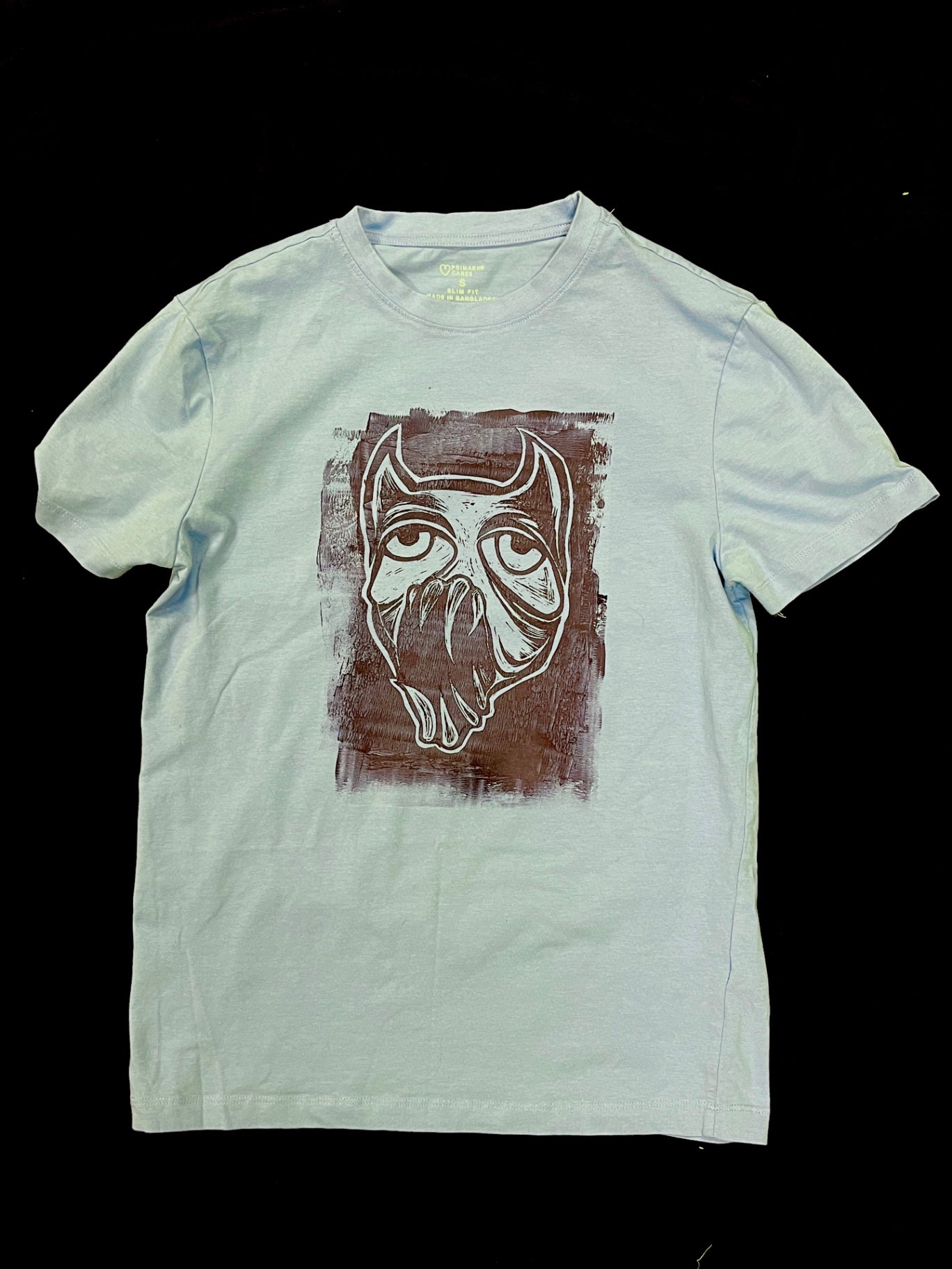 light blue gothic teeth devil print t shirt 