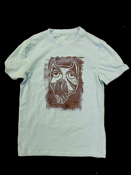 light blue gothic teeth devil print t shirt 